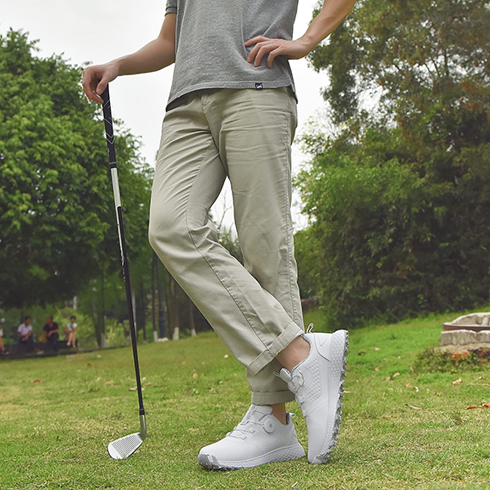 Extra Weit Golfschuhe für Herren, Männer Leichte Atmungsaktiv Golfschuhe mit Drehschnalle Abriebfest rutschfest wasserdicht