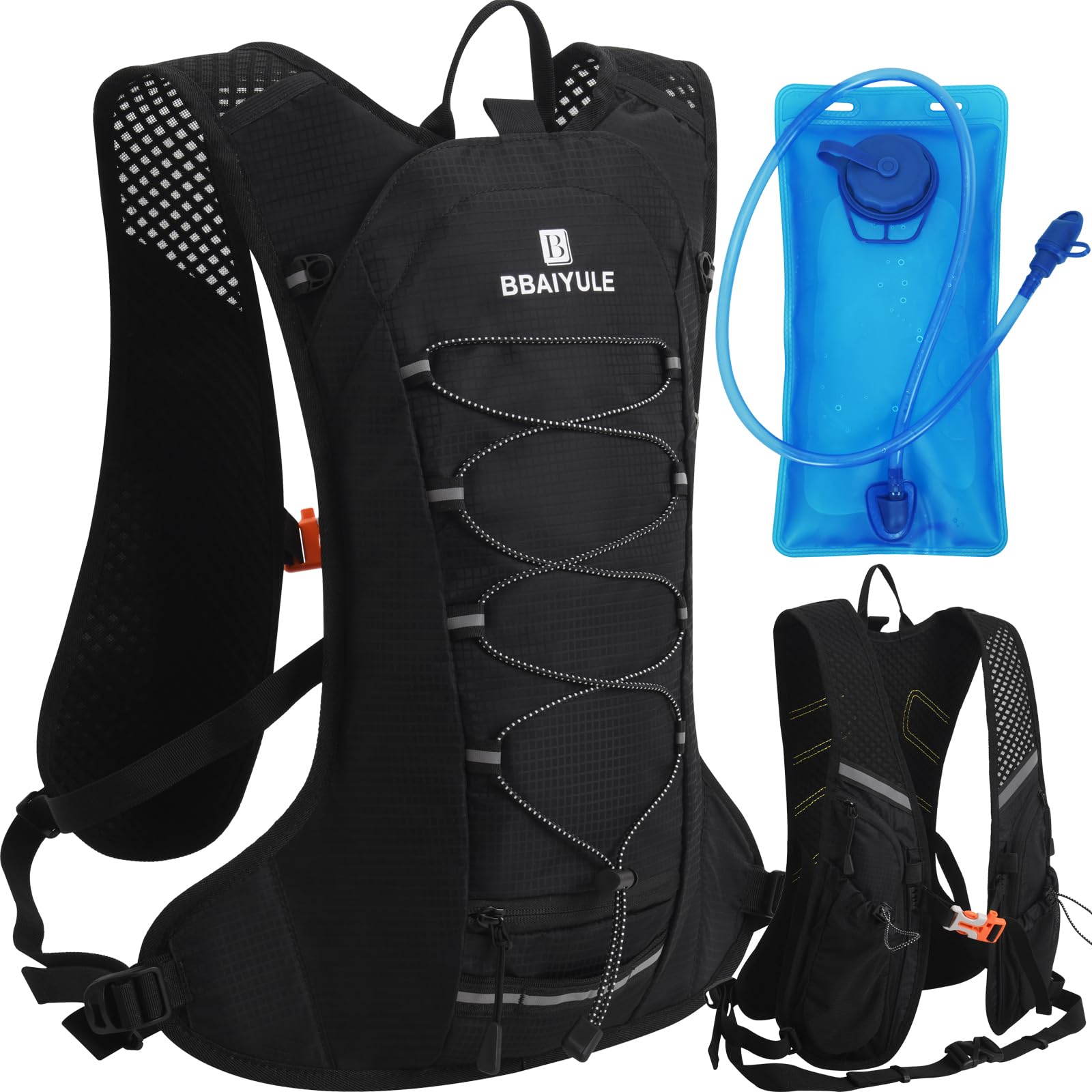 Mochila de hidratación con bolsa de hidratación de 2 L y botella de 470 ml, mochila de agua, mochila grande para chaleco para correr, para hombre y mujer, senderismo, ciclismo (solo con bolsa