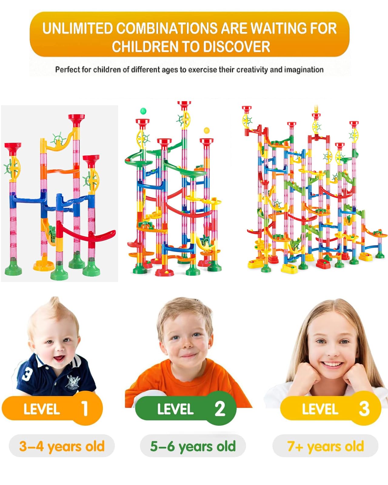 Ucradle Marble Run, 232pcs Marble Runs for Kids Durability STEM Educational Learning Toys Marble Maze Race Track Game Set for 3 4 5 6 7+Year Old Boys Girls, For Birthdays Christmas Holiday - Image 2