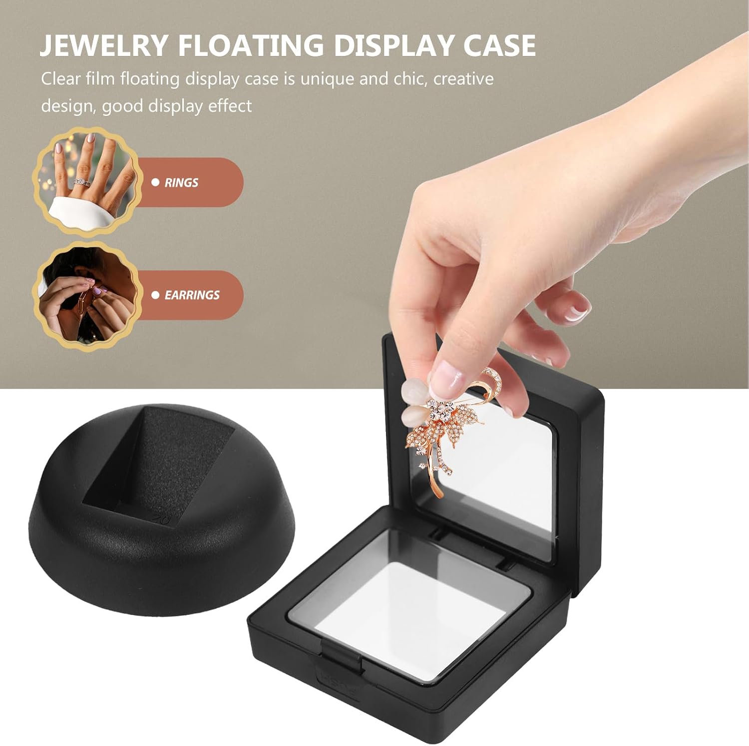 Hemobllo 10pcs 3d Coin Holder Case 2in Black, Clear Film Jewelry Storage Box Plastic Frame Stand for Challenge Coin Rocks Shark Tooth Butterfly