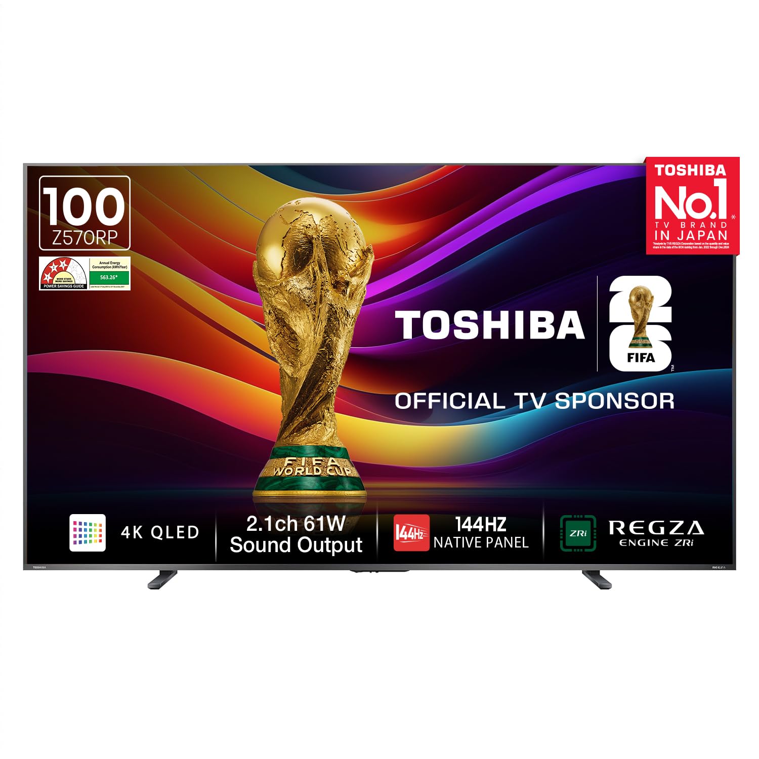 254 cm (100 Inches) 4K Ultra HD Smart QLED TV | Dolby Vision Atmos, HDR10+ | 144 Hz Panel | 2.1 CH 61W Speaker with Sub Woofer | REGZA Engine ZRi | Voice Control | VIDAA OS | 100Z570RP (Black)