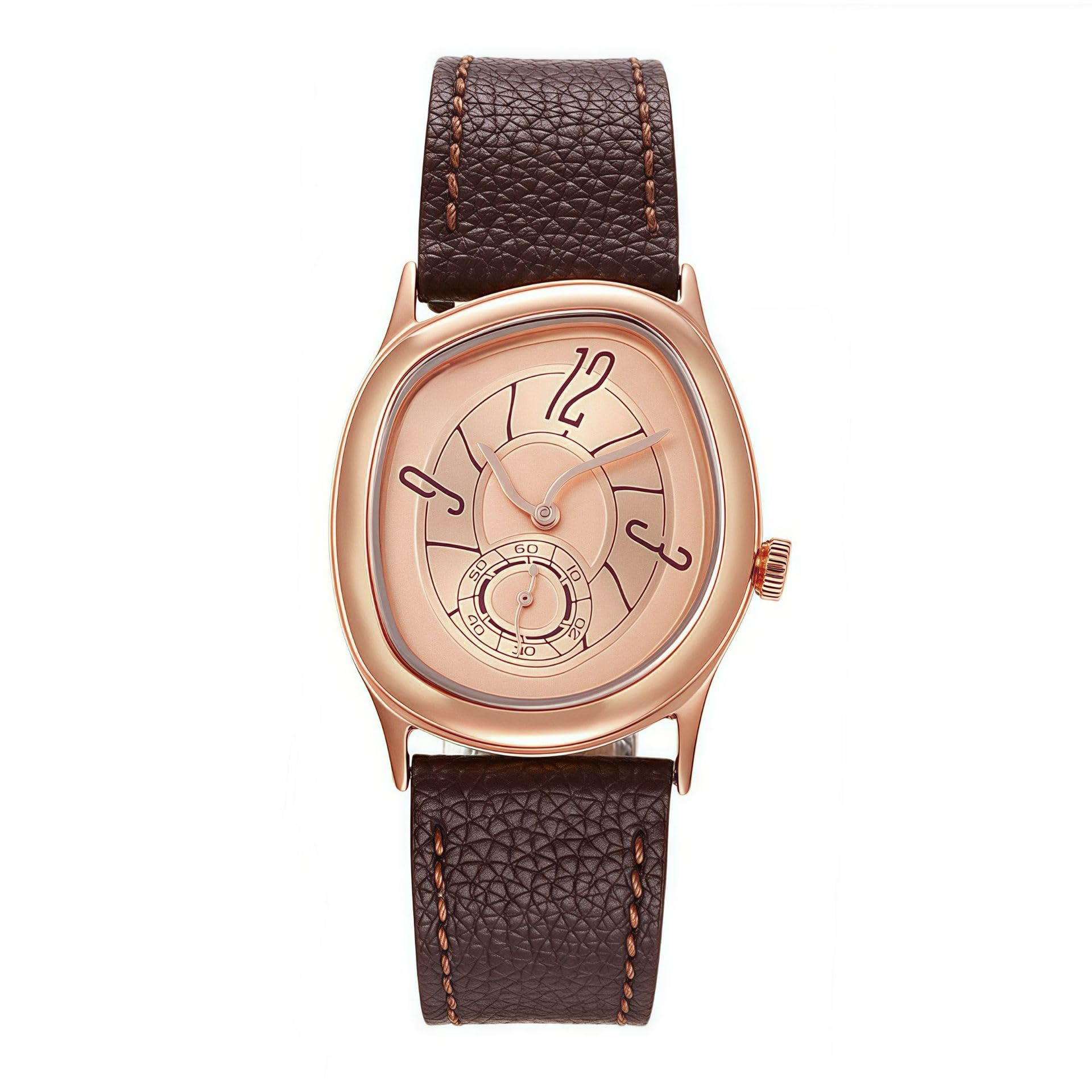 Gosasa Orologio da polso al quarzo, unisex, elegante, con cinturino in pelle morbida, design unico a spirale, alla moda, per uomo e donna, regalo elegante per lui o per lei