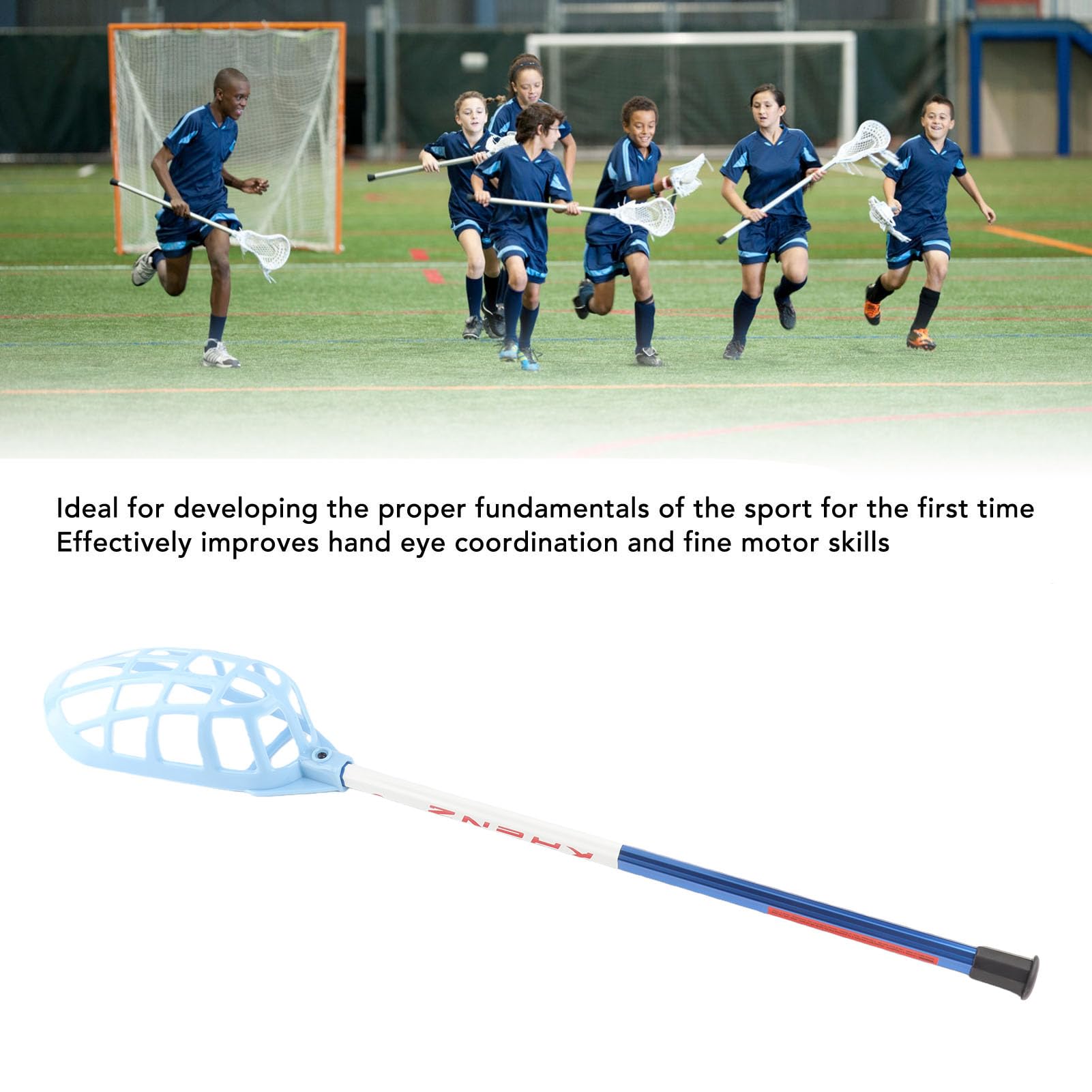 Blauer Anfänger-Lacrosse‑Schläger, Lacrosse‑Trainingsstock aus Aluminiumlegierung mit professionellem Kopf für Jugendliche und Einsteiger, Leichter Komplett‑Schläger zur