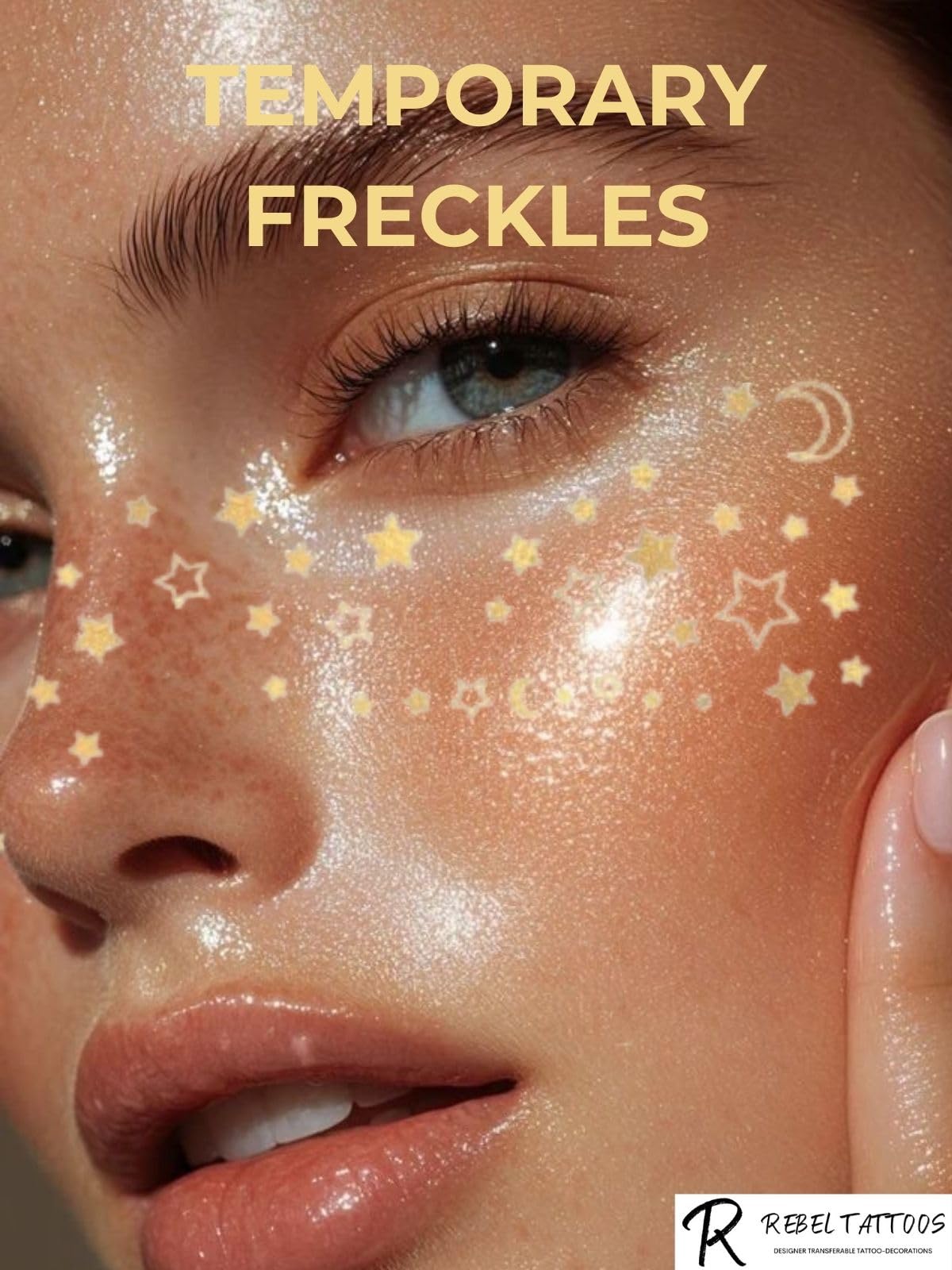 Rebel Tattoos -Temporary Tattoo Fake Transferable Tattoo Freckles - Temporary Face Tattoo Set for Party - Haloween party decoration-2 patches in 1