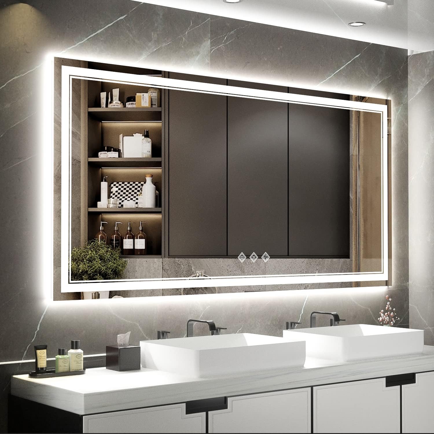 VanPokins LED Bathroom Mirror with Lights, 72x36 Inch
