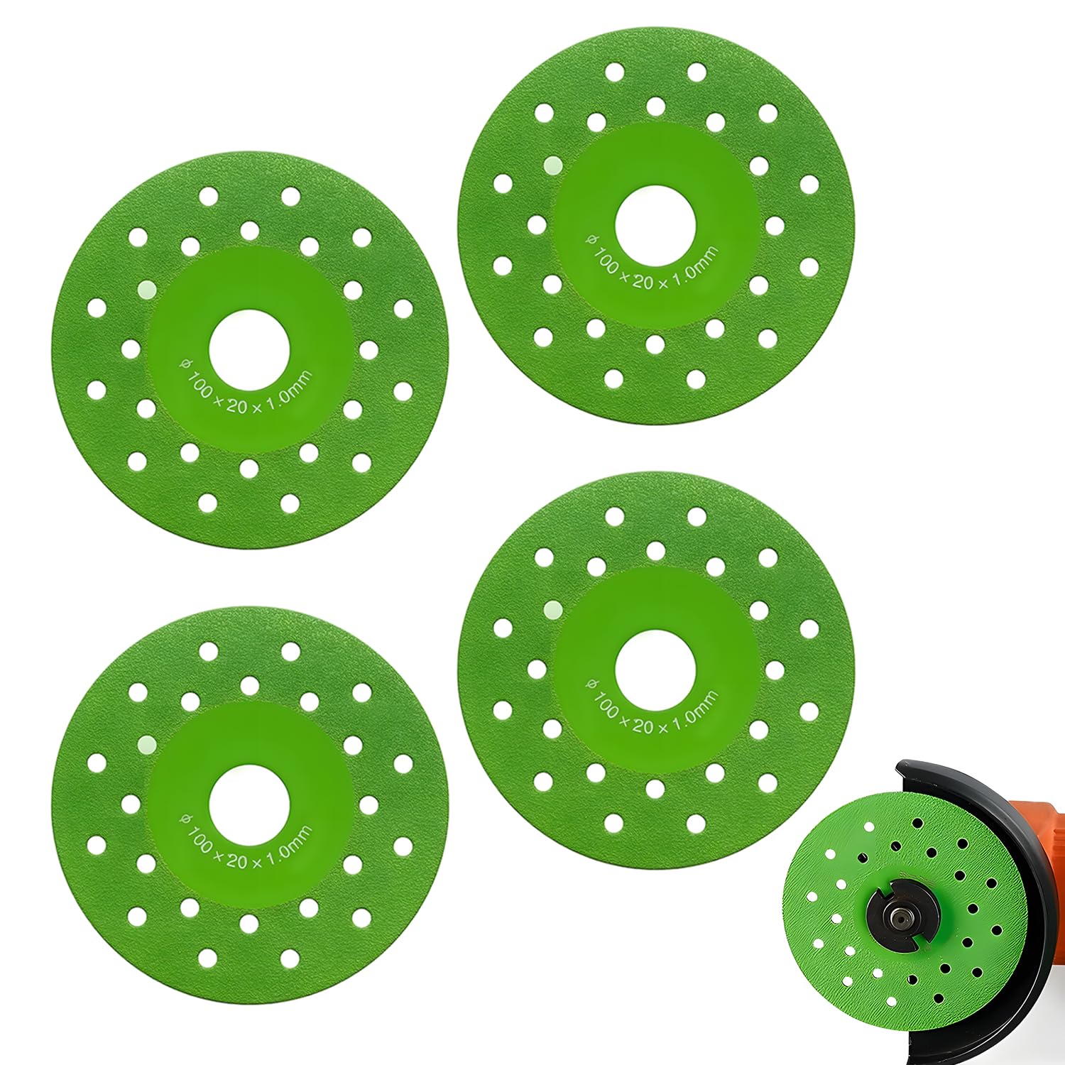 4-Piece Diamond Chamfered Saw Blades for Angle Grinders - Ultra-Thin Discs for Tile, Marble, Glass, and Granite