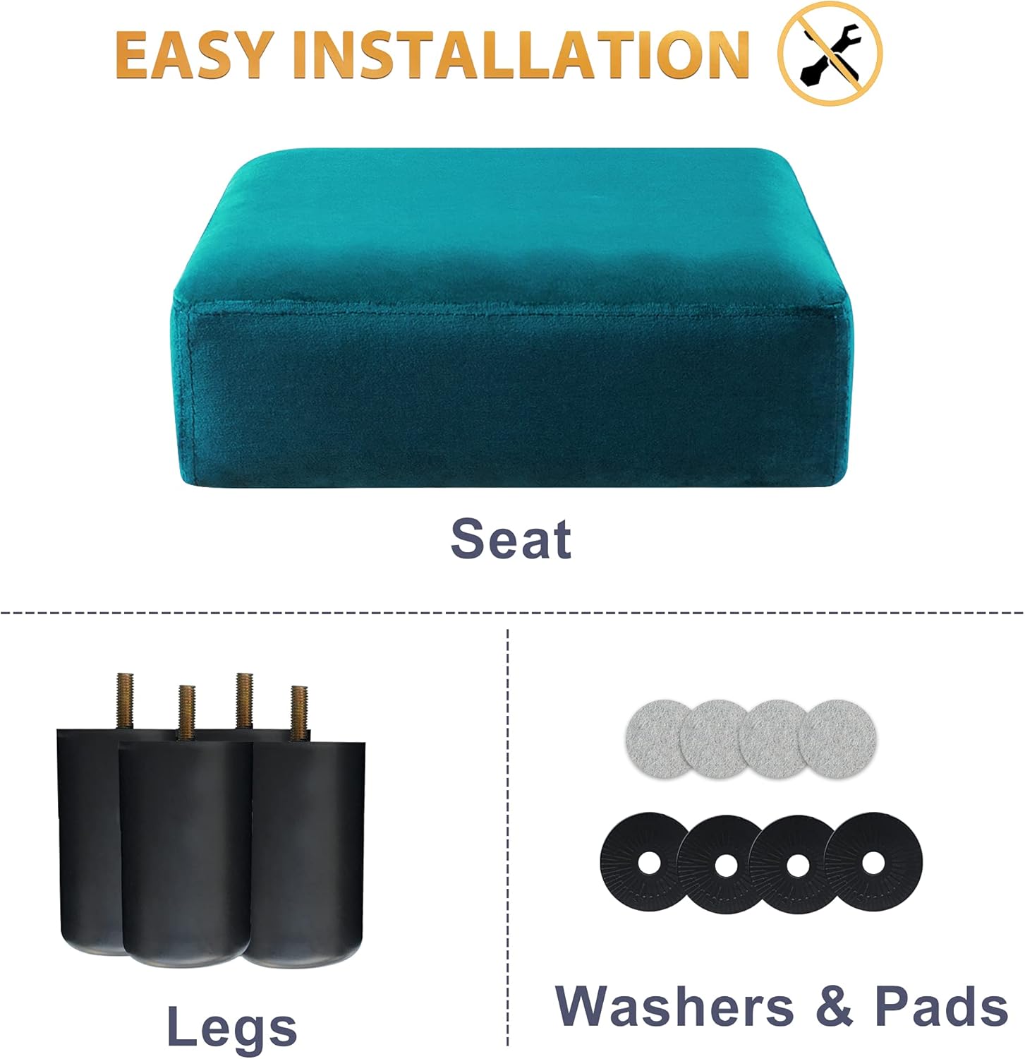 LUE BONA Small Rectangle Foot Stool, Velvet Fabric Footrest Ottoman with Non-Skid Plastic Legs, Modern Rectangle Footrest Small Step Stool Ottoman for Couch, Desk, Office, Living Room, Teal