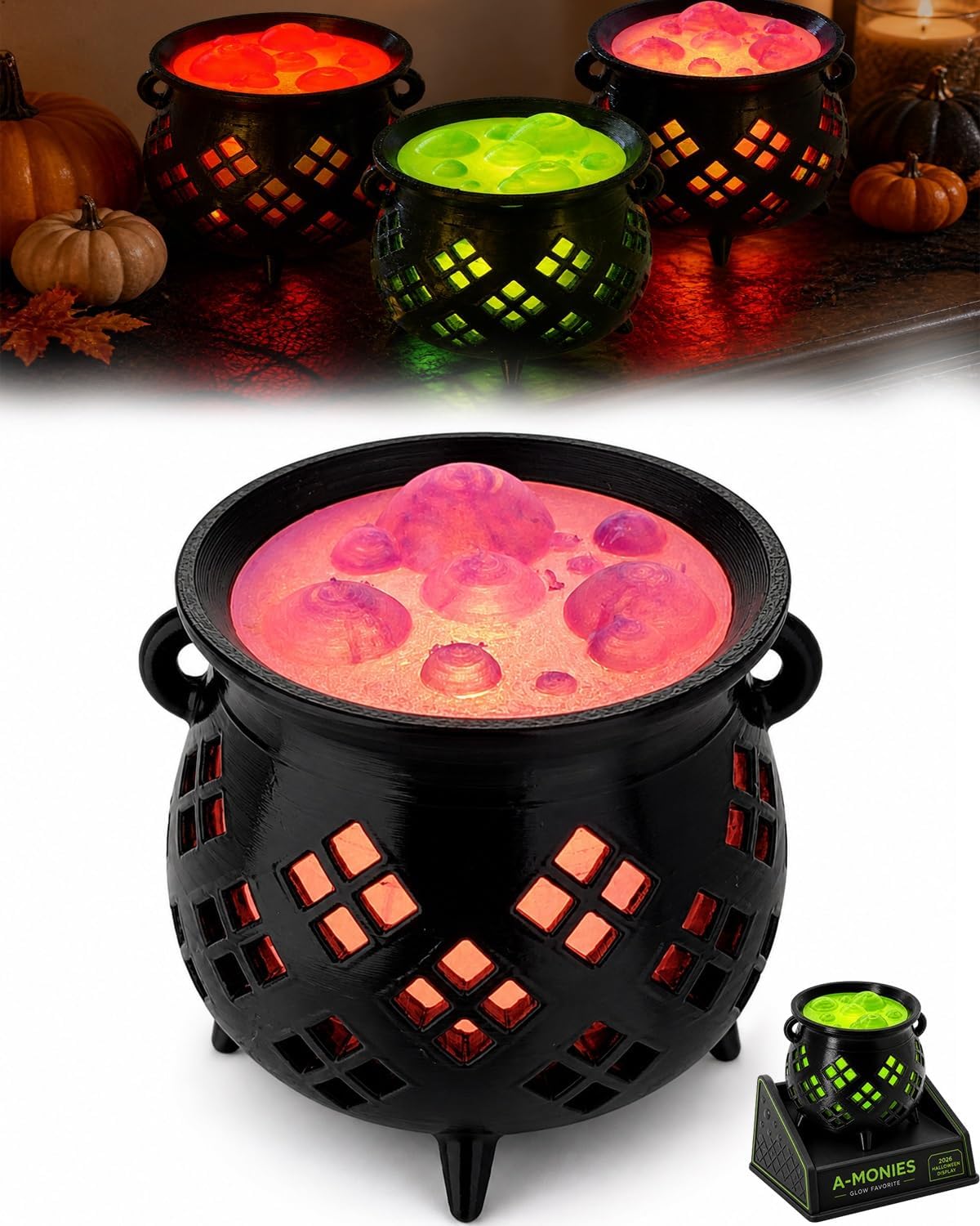 3D Printed Cute Little Witch Cauldron Tea Lights Halloween Candle Holder