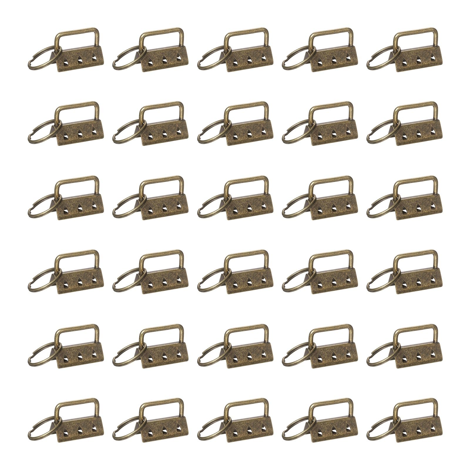sourcing map 30 Pcs Key Fob Hardware, 1.3in 32mm Wristlet Clasp Sets with Key Rings for Keychain Making Supplies Lanyards Bag DIY Crafts, Bronze