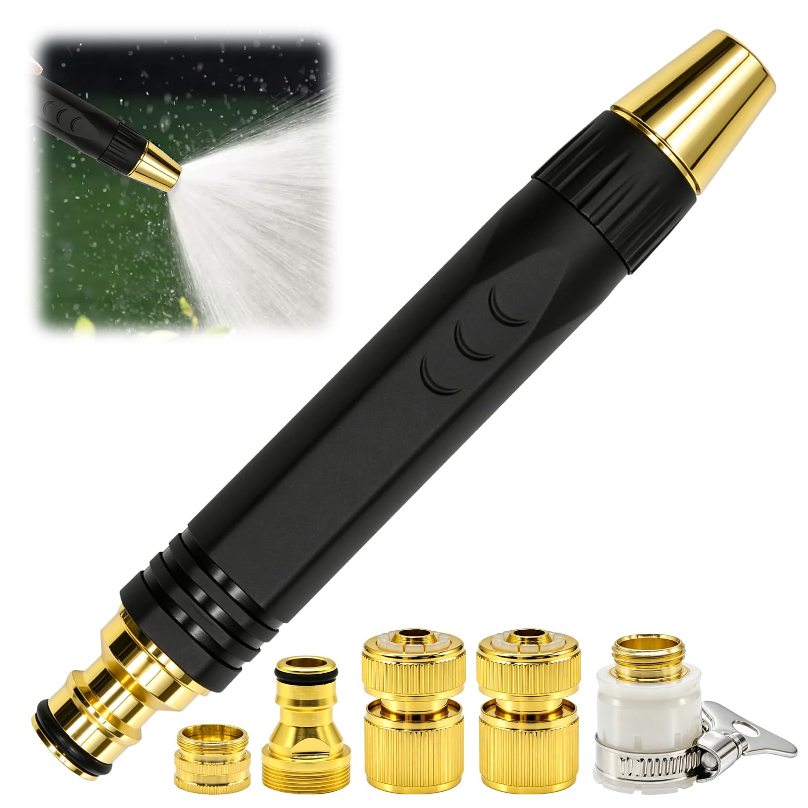Kit de boquillas para hidrolavadora de alta presión, boquilla para manguera de alta presión King Kong negra, manguera ajustable de alta resistencia para lavado de autos, limpieza exterior y riego de