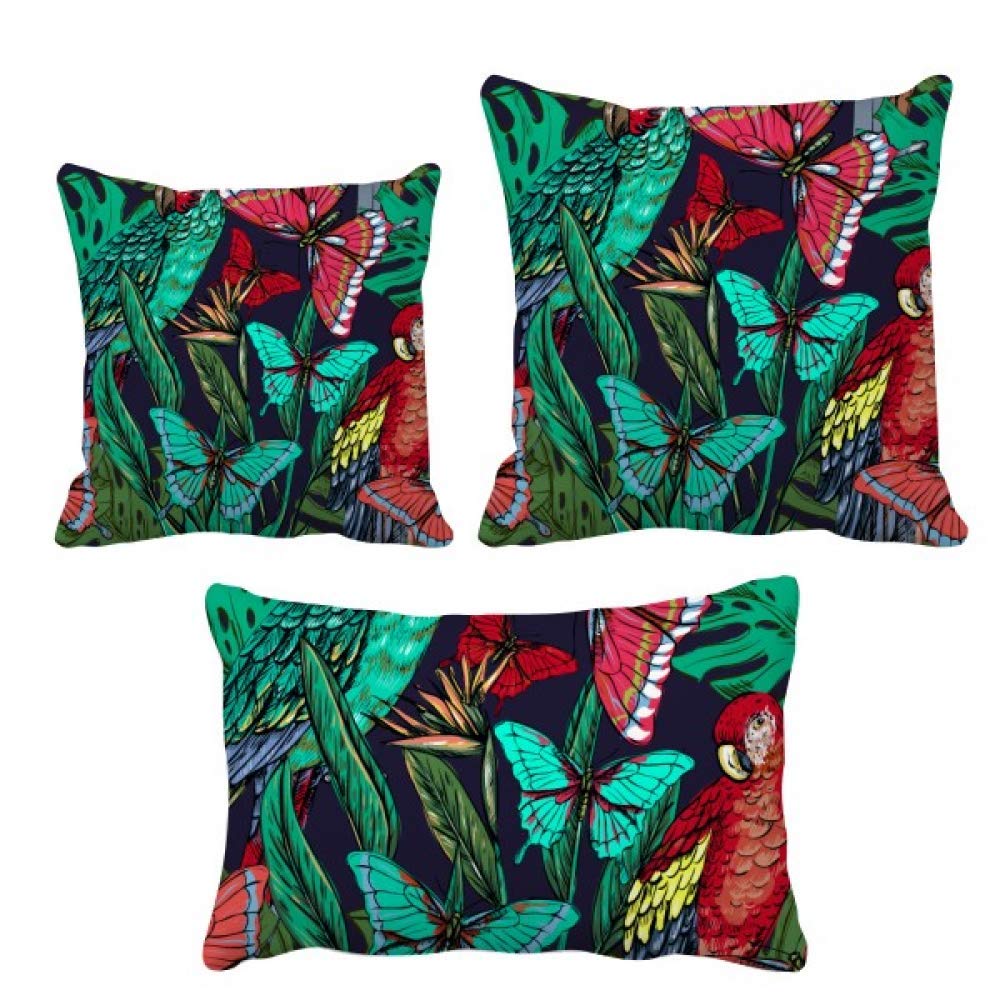 Housse de coussin fleur et oiseau motif papillon coton salon