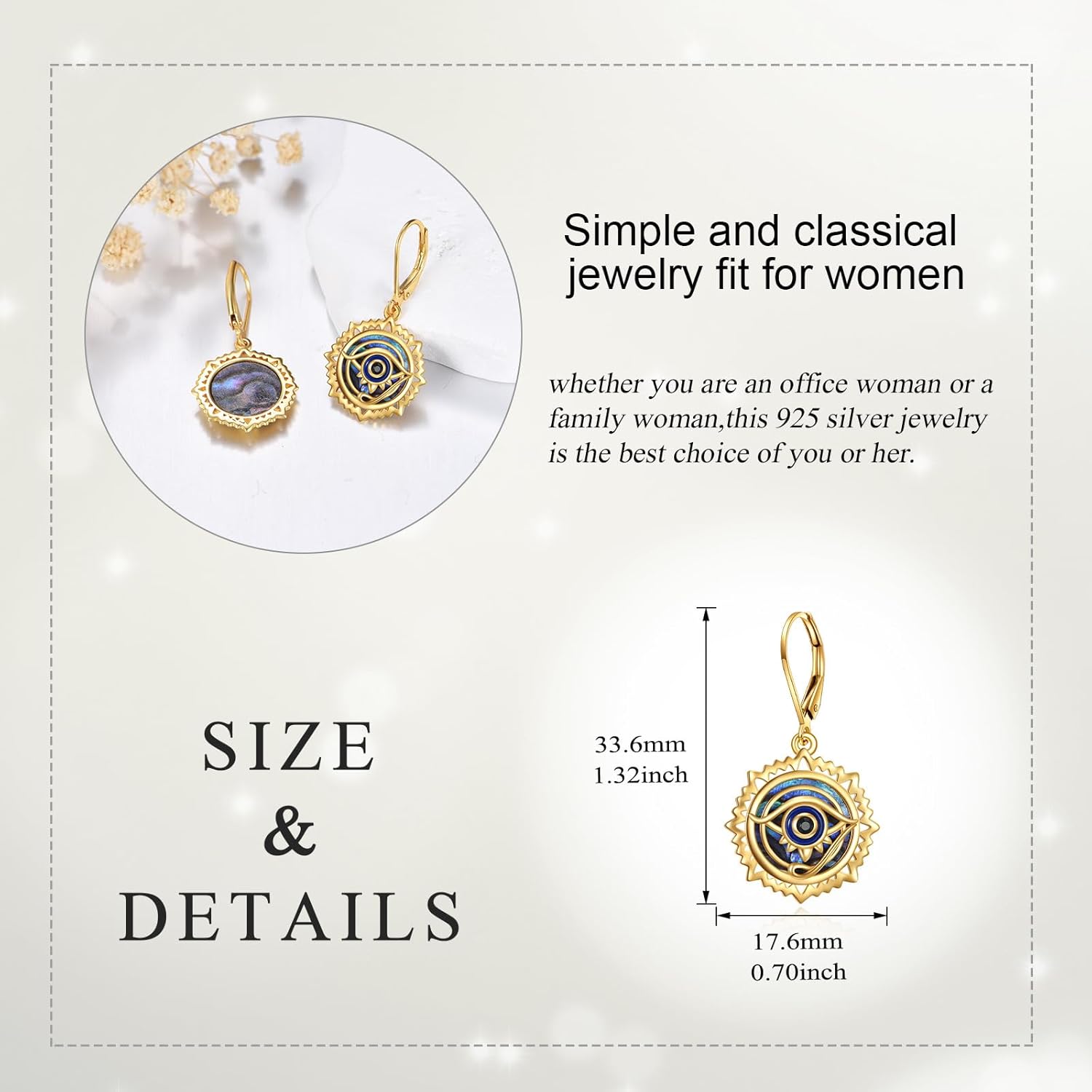 Evil Eye Earrings 925 Sterling Silver Greek Protection Jewelry Gifts 18K Gold Plated Eye Earrings Jewelry for Women Men