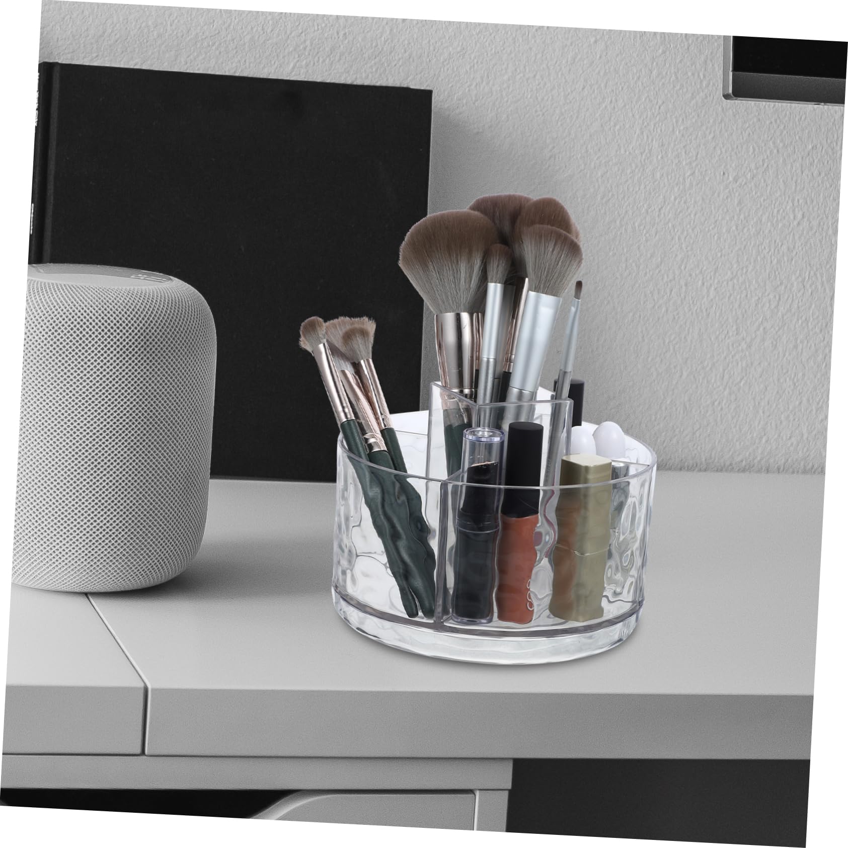 Ciieeo 3 Pièces Porte-Stylo Rotatif Transparent Porte-Brosse Pot De Pinceau De Maquillage Porte-Stylos De Bureau Porte-Pinceaux De Maquillage Porte-Stylo Rotatif Tasse De Pinceau De