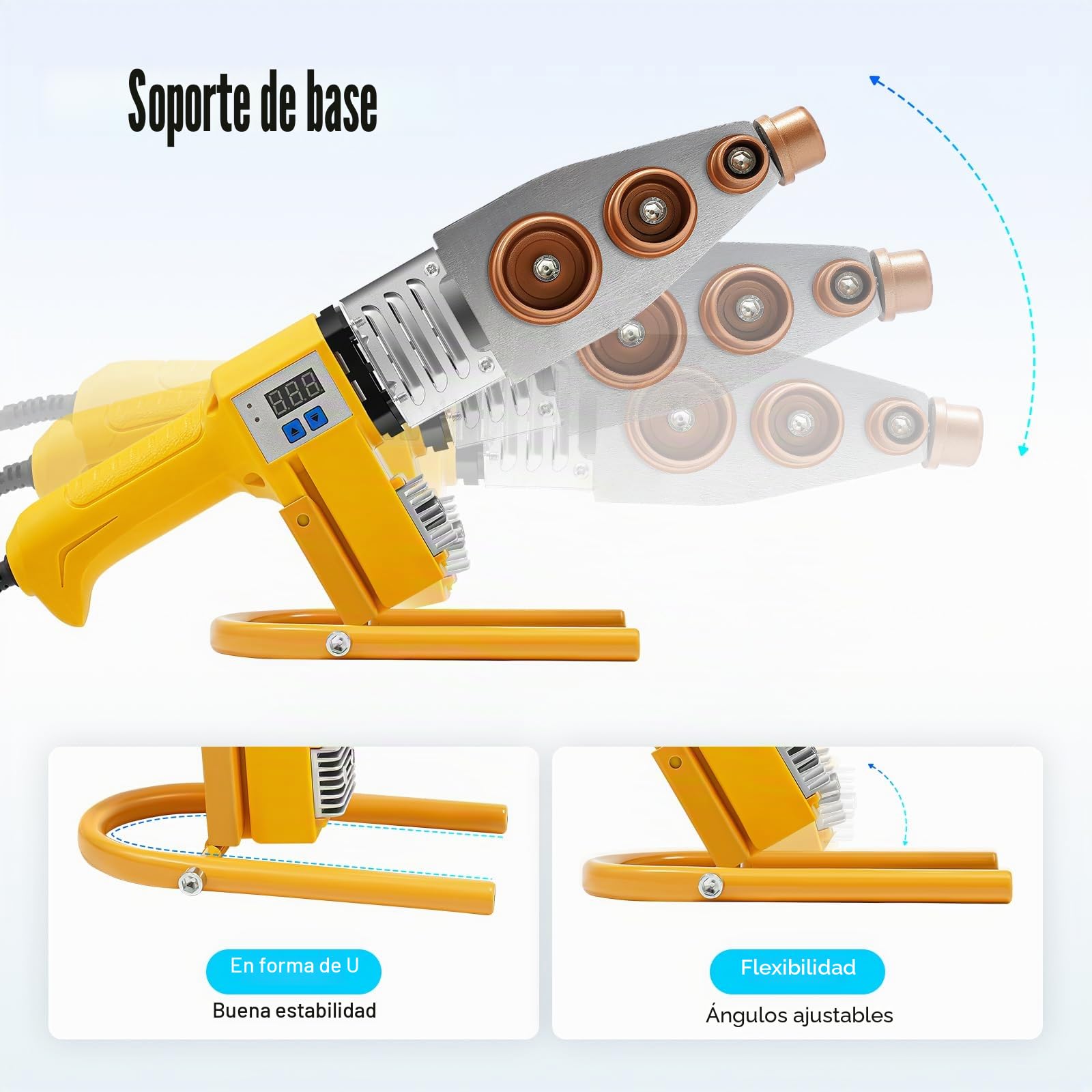 Soldador de tubos con tope, soldador de tubos profesional con pantalla digital, soldador de tubos de plástico, soldador de tubos para tuberías de PPR PE PP (20-63MM)