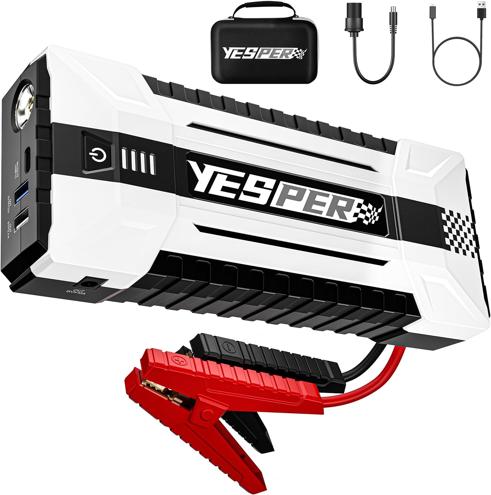 - YESPER 4120A Jump Starter, 12V Car Battery Jumper Starter Portable (All Gas, up to 10.0L Diesel Engine), 26800mAh Battery Start Booster Pack, Jump Box with Carry Case, Jumper Cables, LED Light