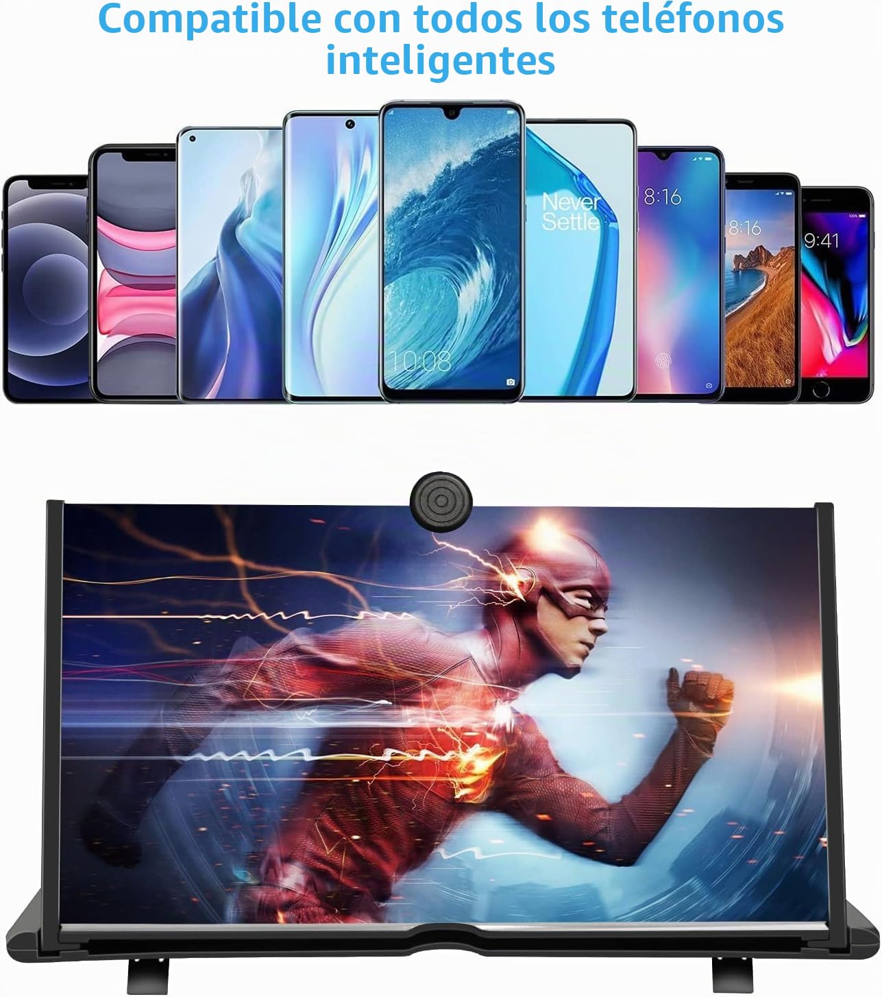Lupa para móvil 16 Pulgadas,Amplificador de Pantalla para movil, 3D HD Plegable Amplificador de Pantalla para Ver vídeos de películas, para con Todos los Smartphones