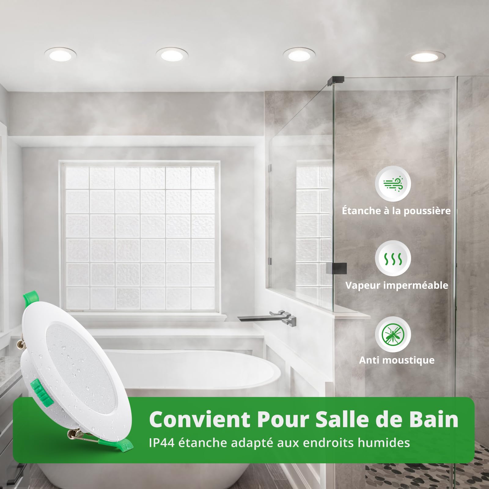 HOMEOW Lot de 20 Spots LED Encastrable 7W 220V IP44 Reglable Blanc Chaud 2700K Blanc Neutre 4000K Blanc Froid 6000K Trou Φ 75-90mm