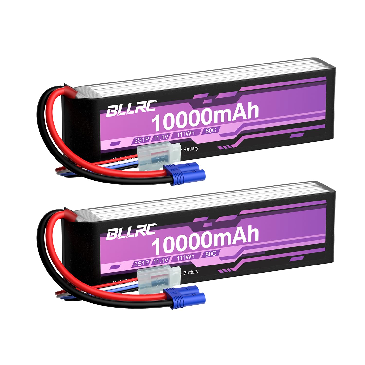 2PCS 11.1V 10000mAh 3S 80C LiPo-Akku mit EC5-Stecker für RC-LKW, Geländewagen, Quadrokopter, Fotodrohnen und Hubschrauber