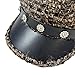ZSKunity Women's Woven Flat Top Hat, Retro Autumn Winter Cap with Metal Chain Pearl Studs Trendy Fashion (Rhinestone Flower,One Size)