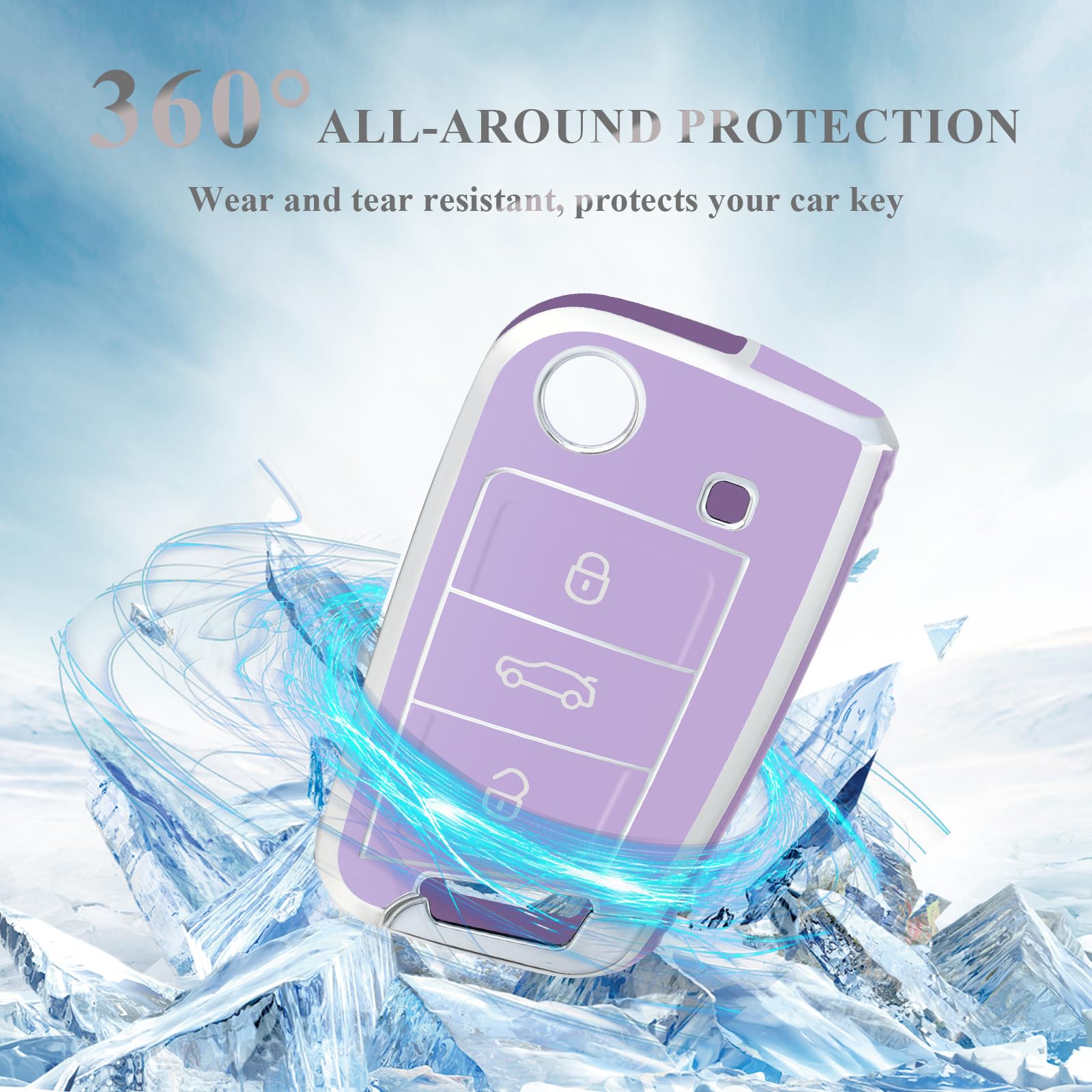 OFFCURVE for Volkswagen Key Fob Cover Soft TPU Key Fob Case Full Protector for 3 Buttons Key Fob Jetta Beetle Tiguan Passat Golf MK6 Polo