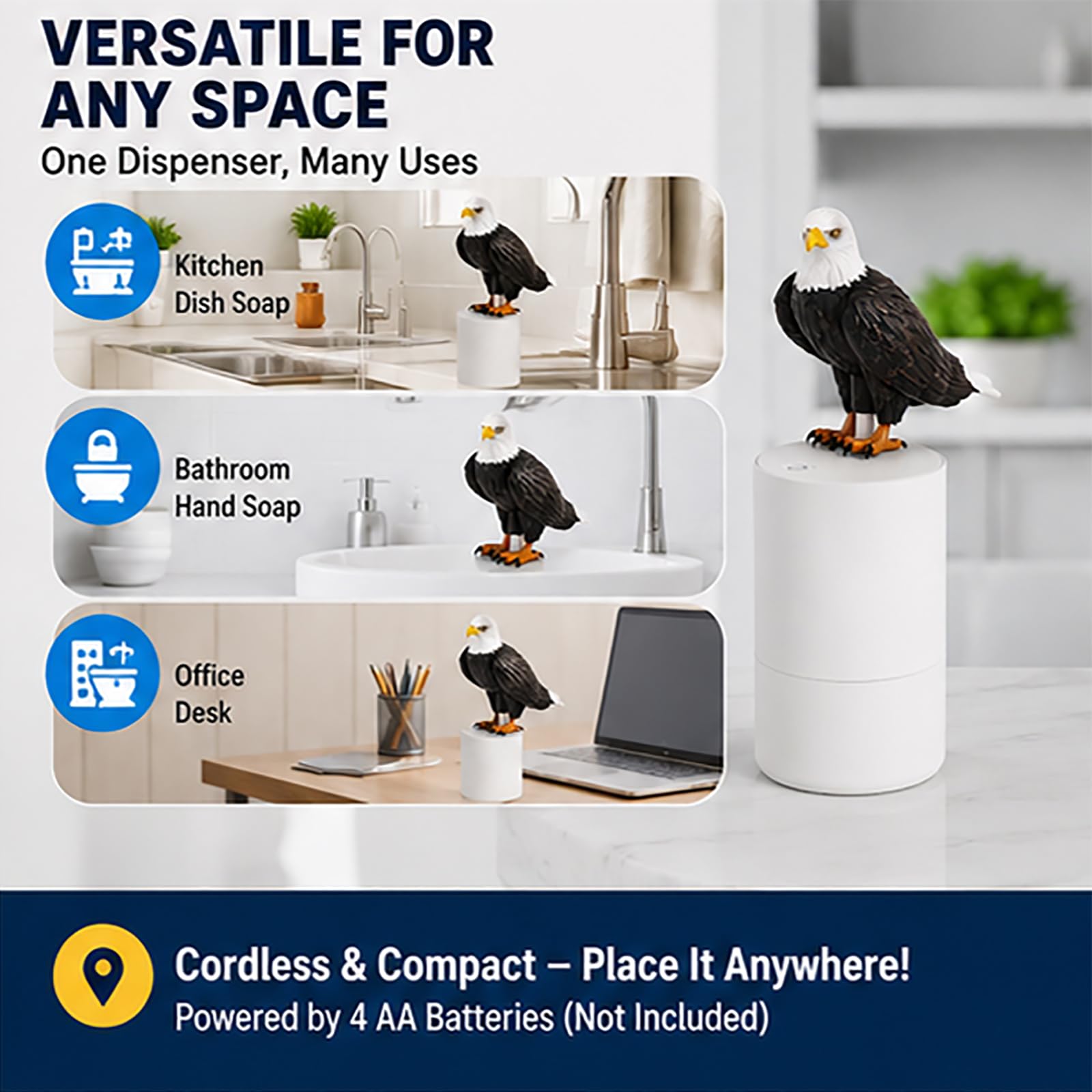 Dispenser automatico di sapone in schiuma, 300 ml, design a forma di cacca di uccello, decorazione unica per bagno e cucina, divertente regalo per la casa, facile da usare e ricaricare