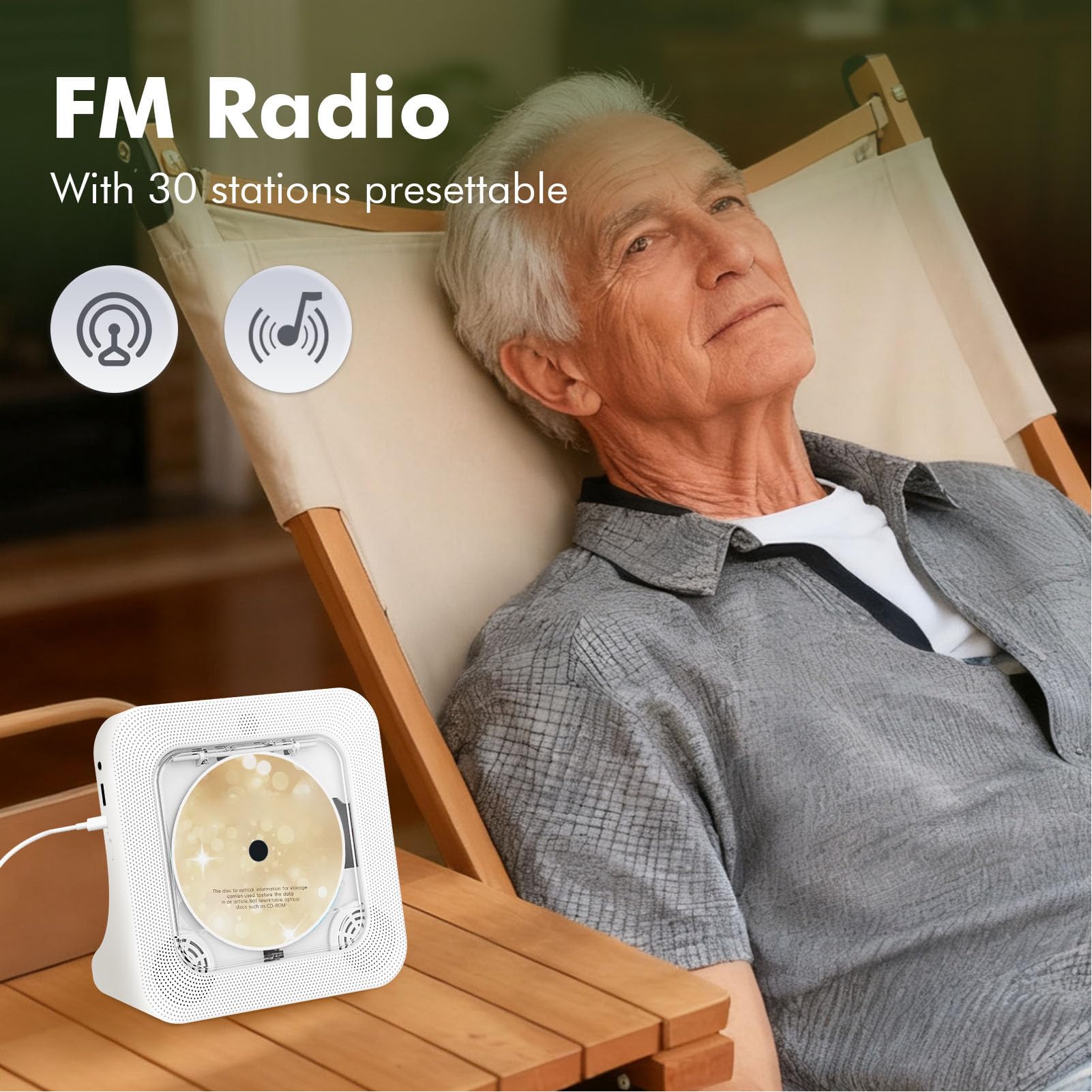 Fockety Lettore CD Portatile, Lettore Musicale CD Desktop con Telecomando e Display LED per Uso Domestico con 5.3 e Supporto di Formati Multipli