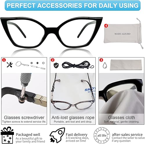 Miniatura 6 de MARE AZZURO Gafas de lectura de ojo de gato para mujer, estilo retro, lindos, 0, 1, 0, 1,25, 1,5, 1,75, 2,0, 2,25, 2,5, 2,75, 3,0, 3,5, 4,0, 5,0, 6,0