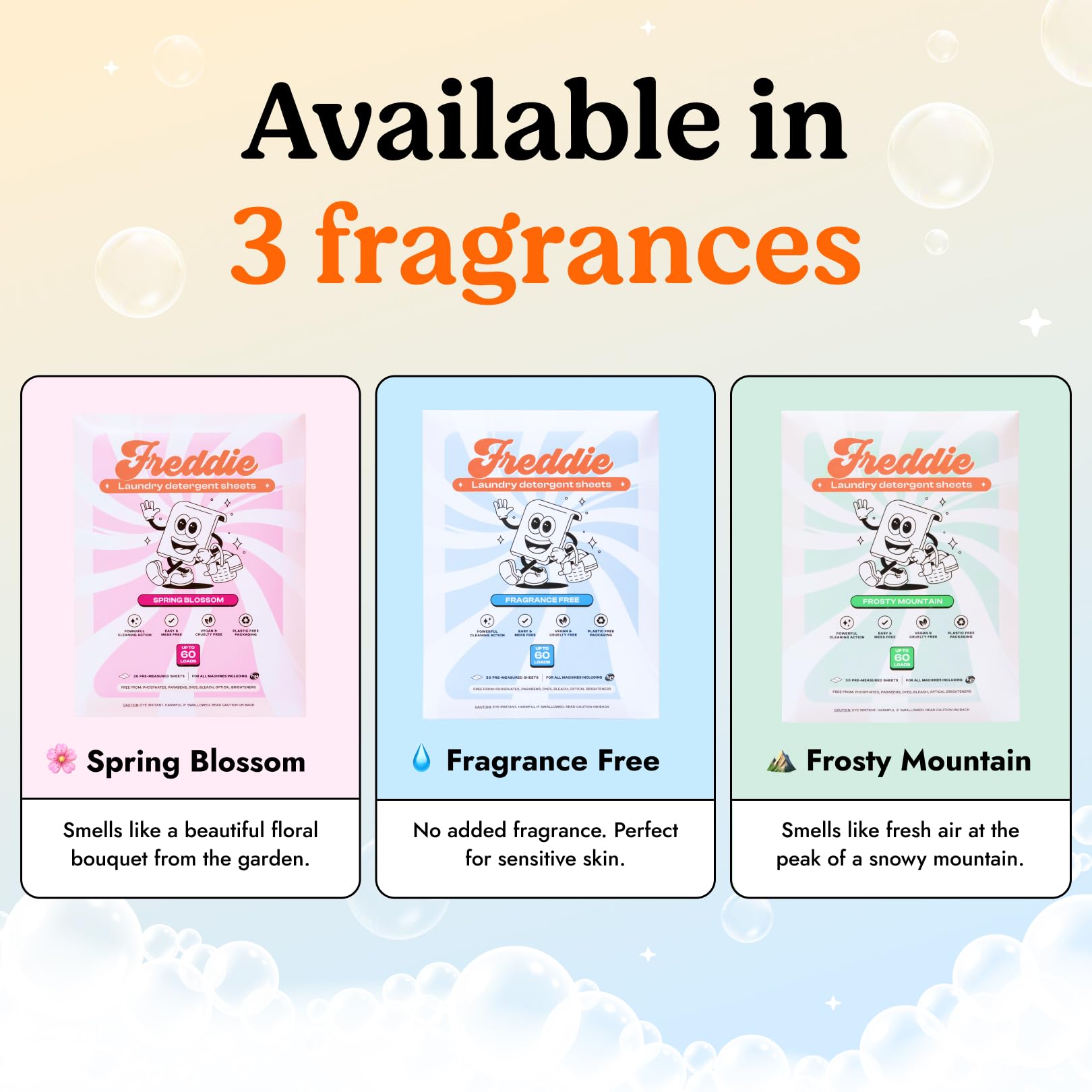Freddie Fogli per detersivo per bucato, senza profumo, 60 carichi (30 fogli), strisce concentrate ecologiche senza liquidi