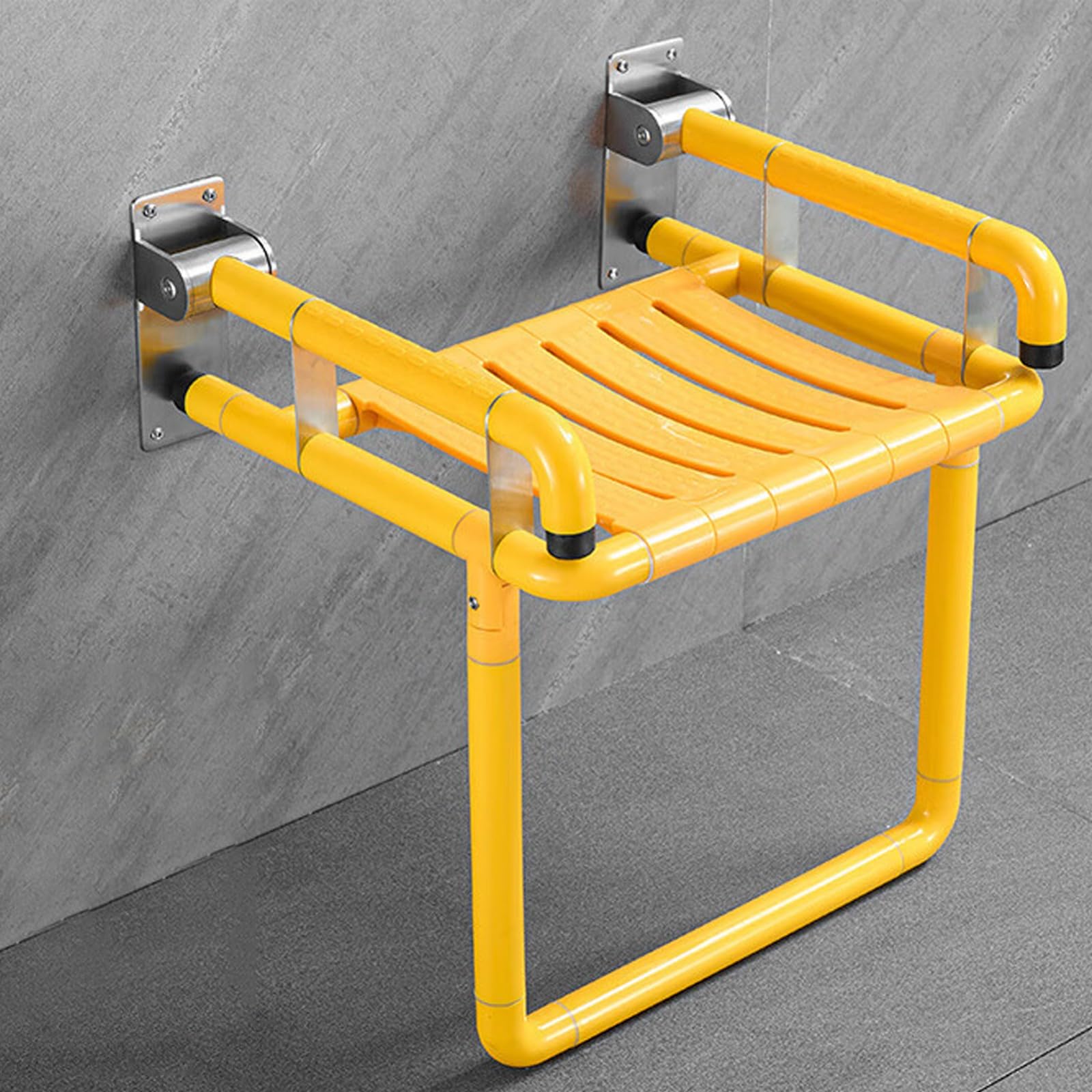 Silla Ducha Plegable,Asiento Ducha Plegable Pared Montada con Reposabrazos,Silla Abatible Ducha Montado en la Pared,Silla Antideslizante Plegable Cuarto Baño para Discapacitado 150 kg