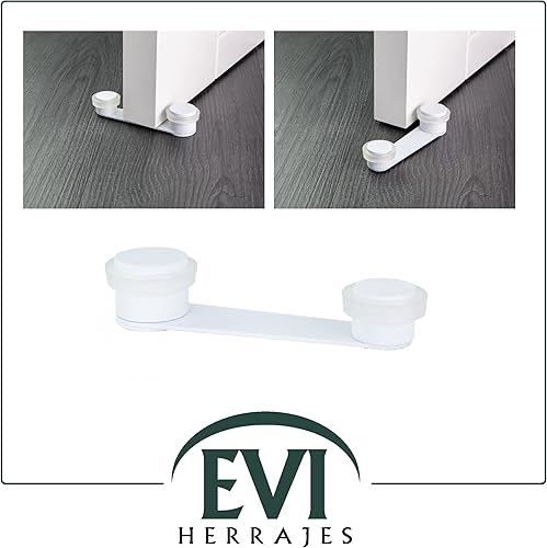 Miniatura 3 de Tope de puerta adhesivo blanco con retenedor  Puerta de 1.969in de grosor  Goma blanca  Instalación de tornillo + enchufe o adhesivo  Modelo I-164