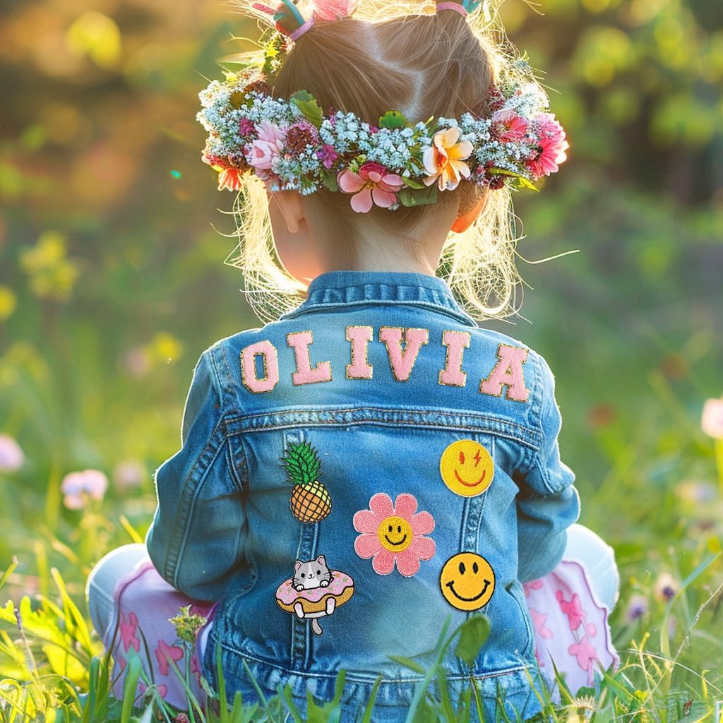 Custom Kids Denim Patch Jacket with Personalized Name and Tags - Premium Cotton Jean Jacket for Boys and Girls Aged 1-8