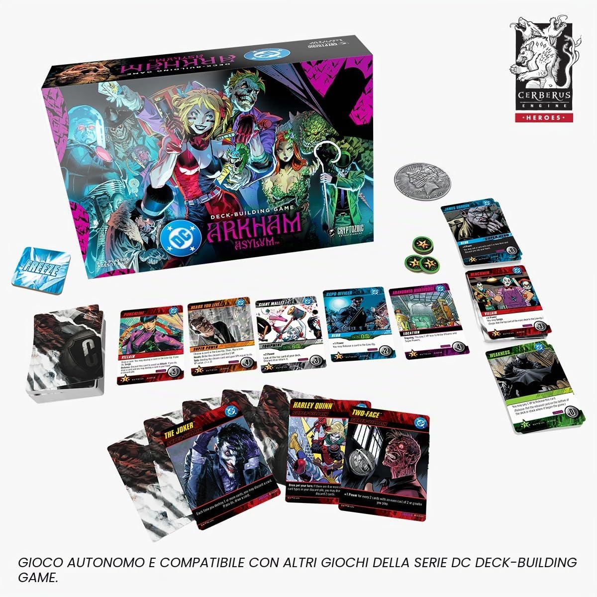 Cryptozoic | DC DBG Arkham Asylum | Gioco Di Carte Deck-Building Con Nuove Meccaniche E Contenuti Promo | 2-4 Giocatori | 60 Minuti