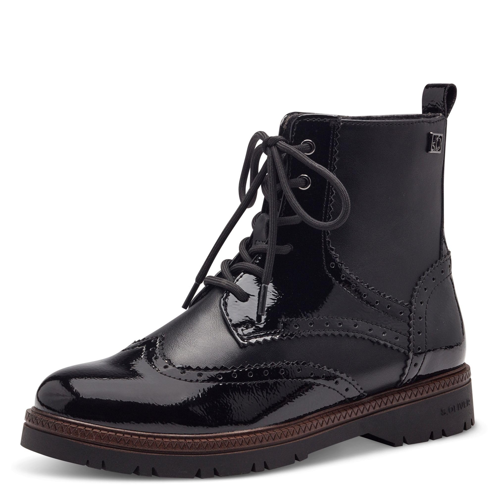 s.Oliver Damen Schnürstiefel ohne Absatz mit Reißverschluss Vegan, Schwarz (Black), 36 EU