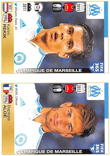 Miniatura 1 de 2015-16 Panini FIFA 365 Stickers Soccer #408-409 Karim RekikBaptiste Aloe Trading Card Sized Album Sticker