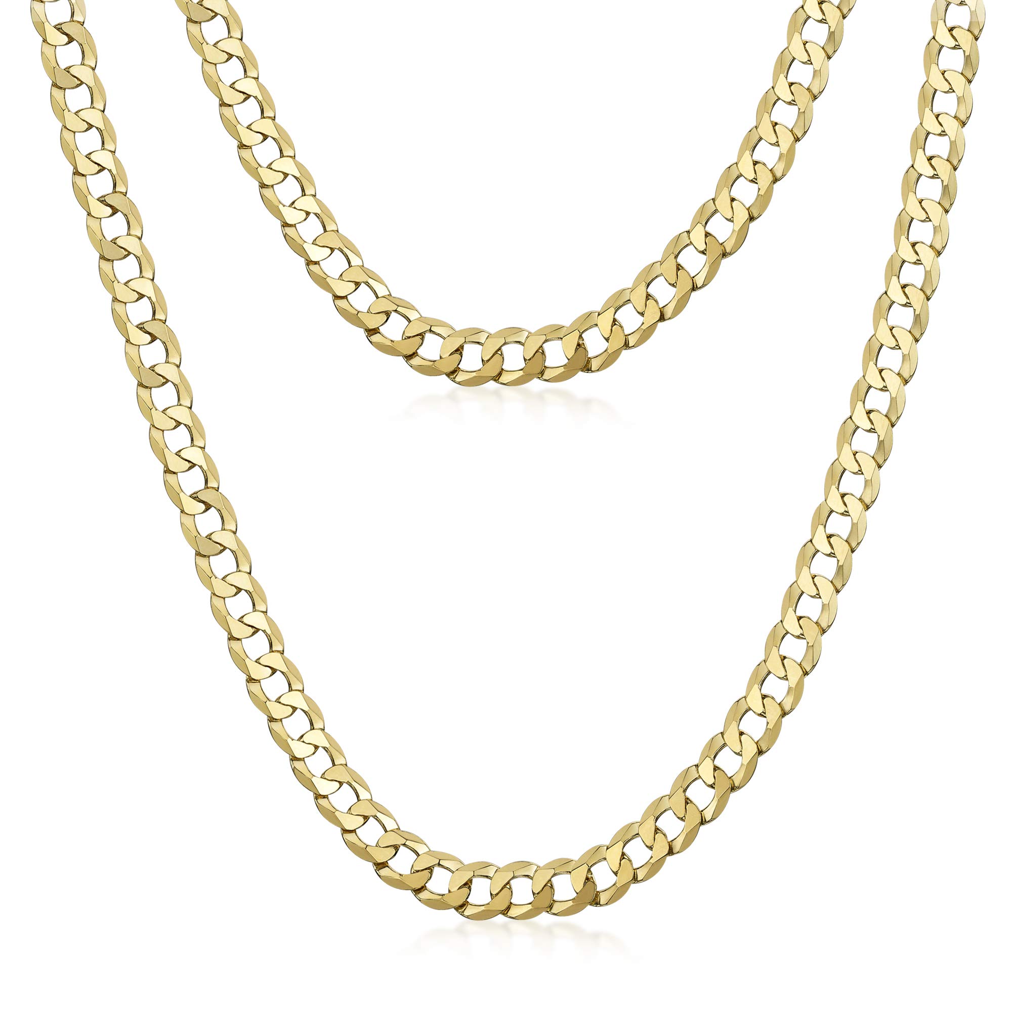 AmbertaCadena Chapada Oro o Rodio en Plata de Ley 925 para Hombre - Malla Barbada - Grosor 5 mm - Diferentes Modelos