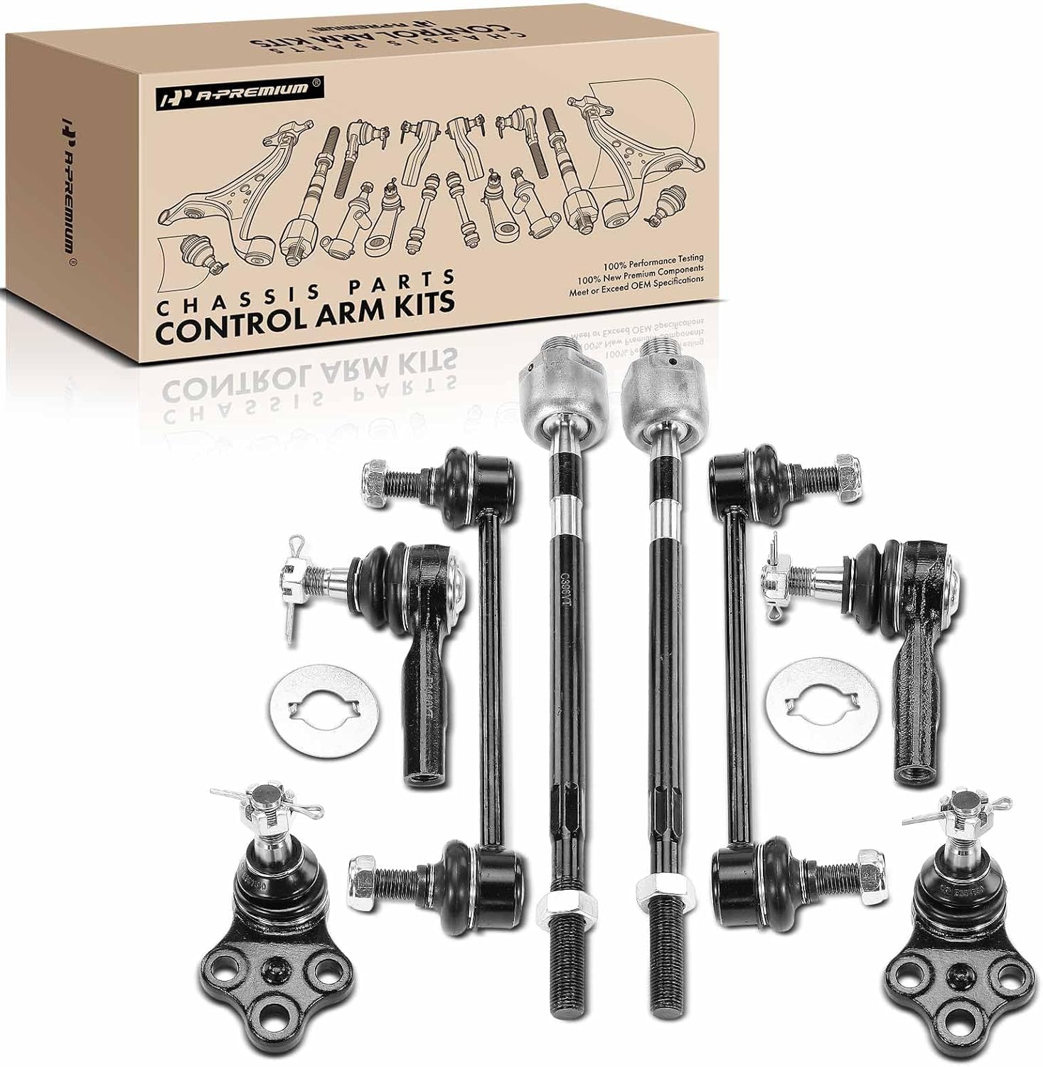 A-Premium Set of 8, Sway Bar Link, Lower Ball Joint, Inner Outer Tie Rod End, Compatible with Nissan Pathfinder 1996-2004, Infiniti QX4 1997-2003