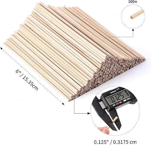 Miniatura 2 de Mart Cobra Varillas de madera 400 piezas, 18" y 14" x 6", madera dura de abedul, redondas, para manualidades, pasadores de pastel