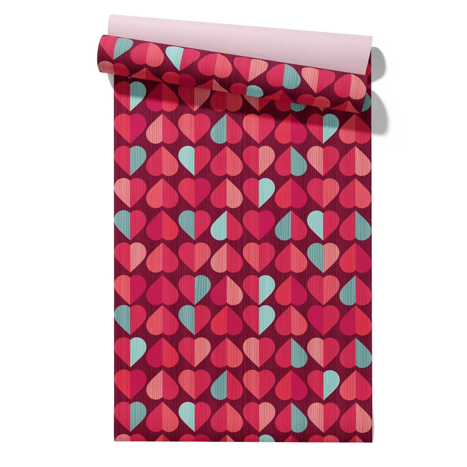 CEVAN Self Adhesive Wallpaper Roll Peel and Stick Floral Covering Love Warm Romantic Bathroom Borders Damp Proof Red Bedroom Living Room Wall Covering 45x200cm