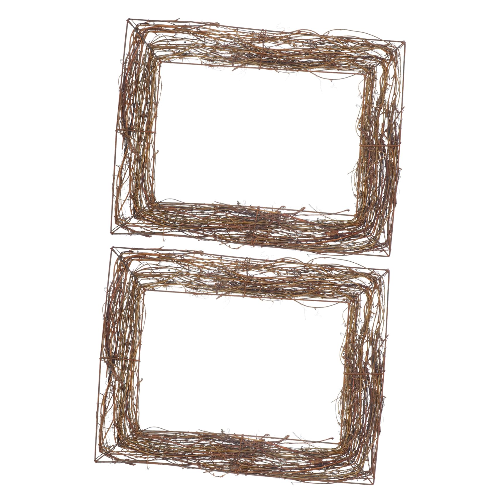 BIUDECO 2pcs Rattan Natural Wreath Square Wreath Grapevine s Crafts Base Grapevine Garland Holiday Decorative Heart Decor Mini Frames Flowers Branch
