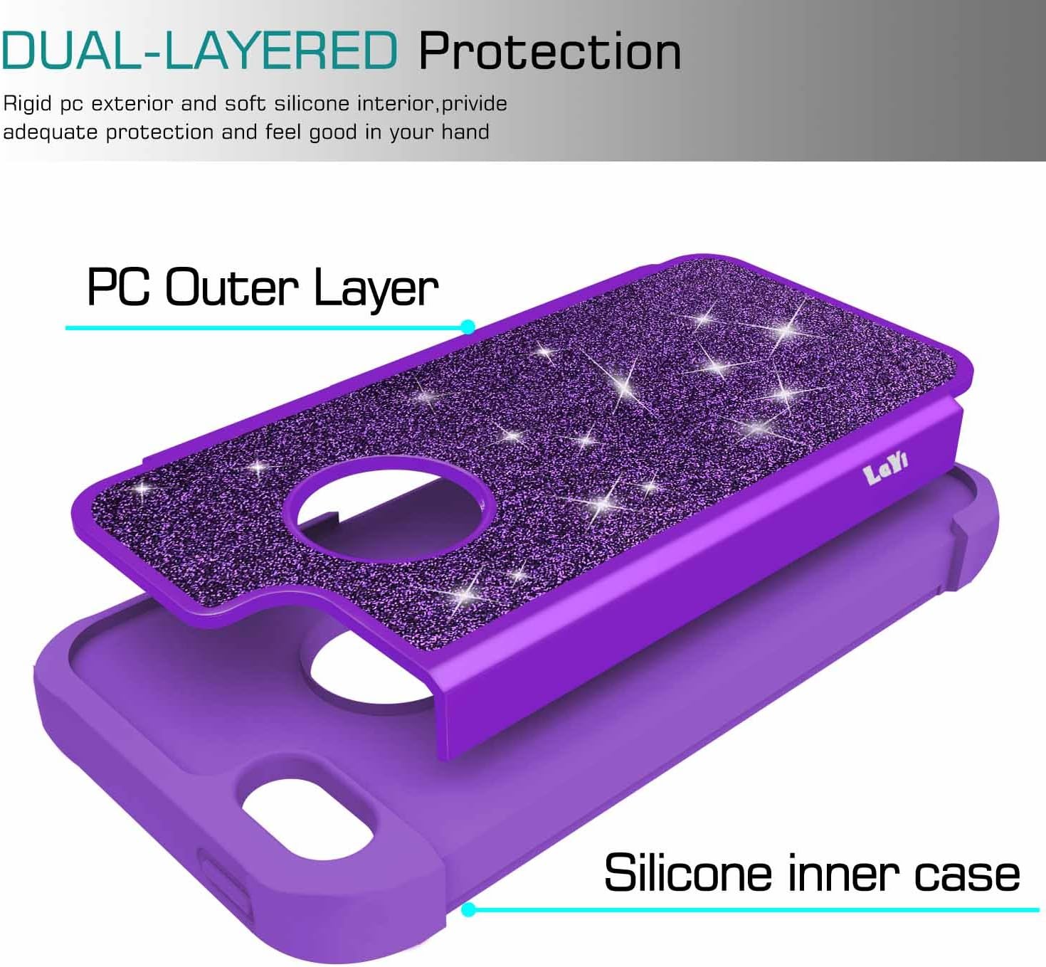LeYi iPhone SE Case(2016), iPhone 5 /iPhone 5S Case with Tempered Glass Screen Protector [2 Pack], Glitter Bling Girls Women Heavy Duty Protective Case for iPhone 5S/5/SE TP TP Purple