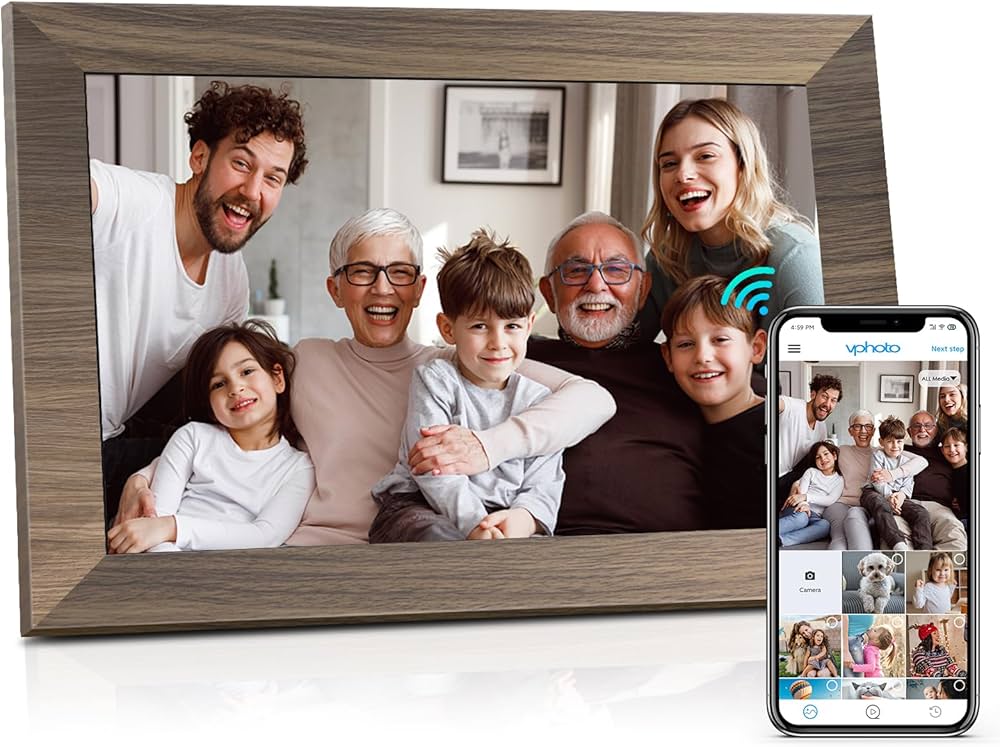 10.1 WiFi Digital Picture Frame, IPS Touch Screen Smart Cloud Digital Photo Frame with 16GB Storage, Wall Mountable, Auto-Rotate, Share Photos from Anywhere Via App, Email