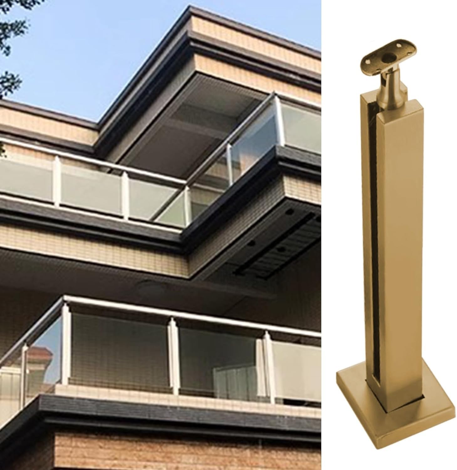 Balustre d'escalier inox 304 Ele 60 cm avec support pour garde-corps