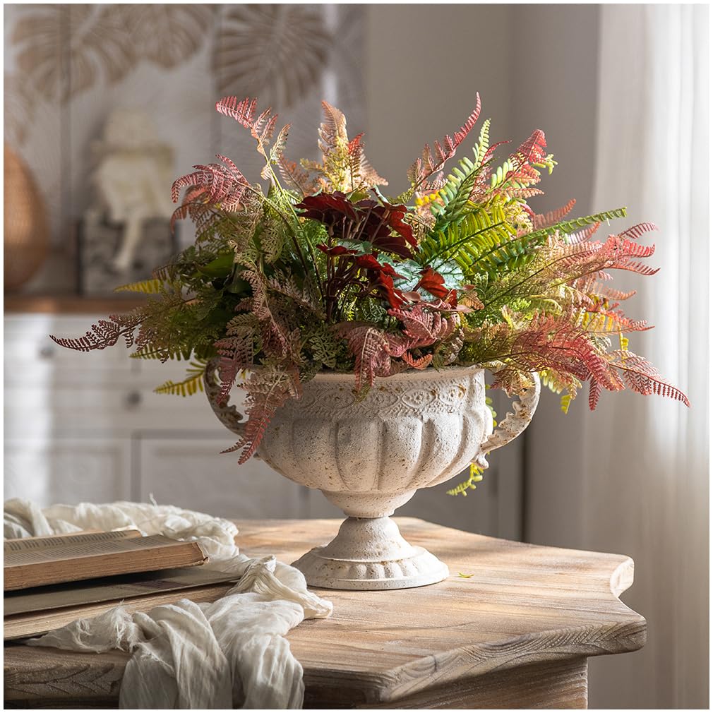 Photo 1 of hencoense Europe Retro Distessed White Metal Vase for Room and Home Decoration and Iron Handicrafts Item Roman Style Decorative Vase