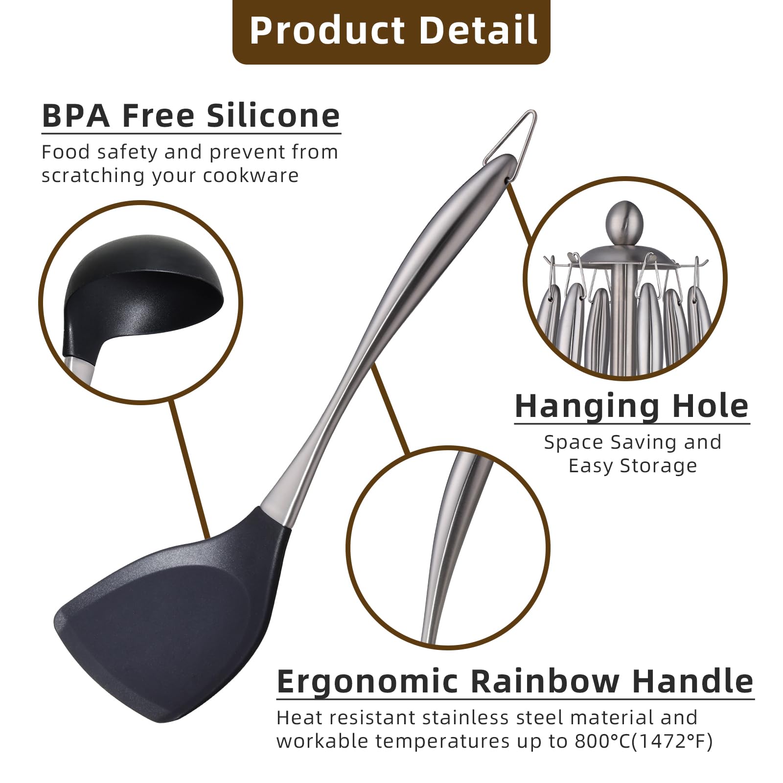 Silicone Cooking Utensil Set, 7 pcs Silicone Cooking Kitchen Utensils Set - Image 4