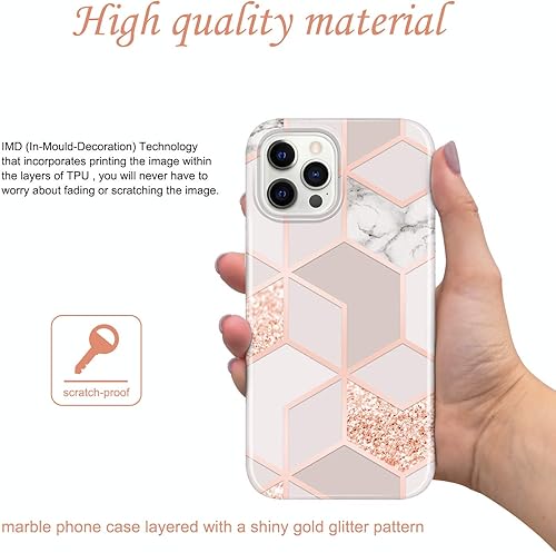 Miniatura 2 de JAHOLAN - Carcasa para iPhone 12 y iPhone 12 Pro, diseño de mármol transparente, carcasa de silicona de goma suave, carcasa de 6,1 pulgadas