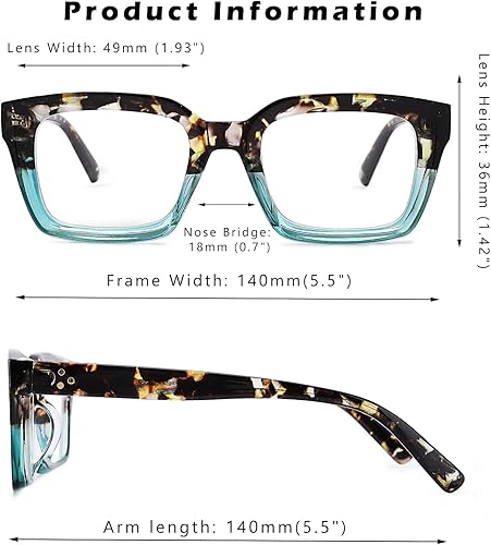 Miniatura 5 de HYCREDI Gafas cuadradas clásicas sin receta para mujeres y hombres con marco cuadrado grueso