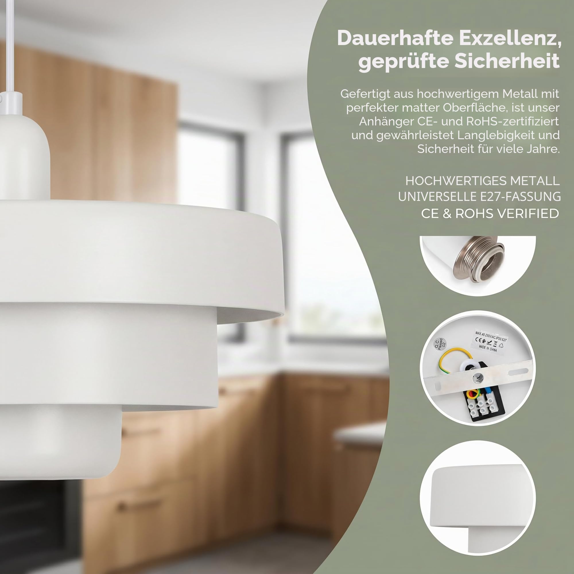 BARCELONA LED Pendelleuchte MACARRON E27 Metall | Bauhaus Minimalistisch,Indirekte Blendfreie Beleuchtung,Klassisch Vintage Modern,Zeitloser Luxus,Wohnzimmer
