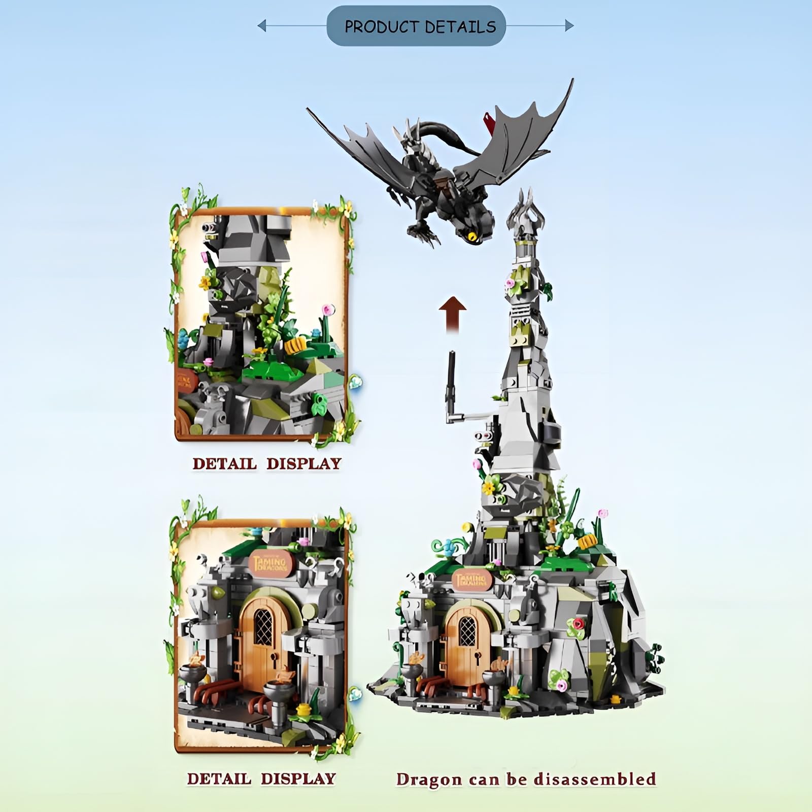 Night Black Dragon Castle Building Block Set, 998PCS Movie Character Model Toy - Image 3