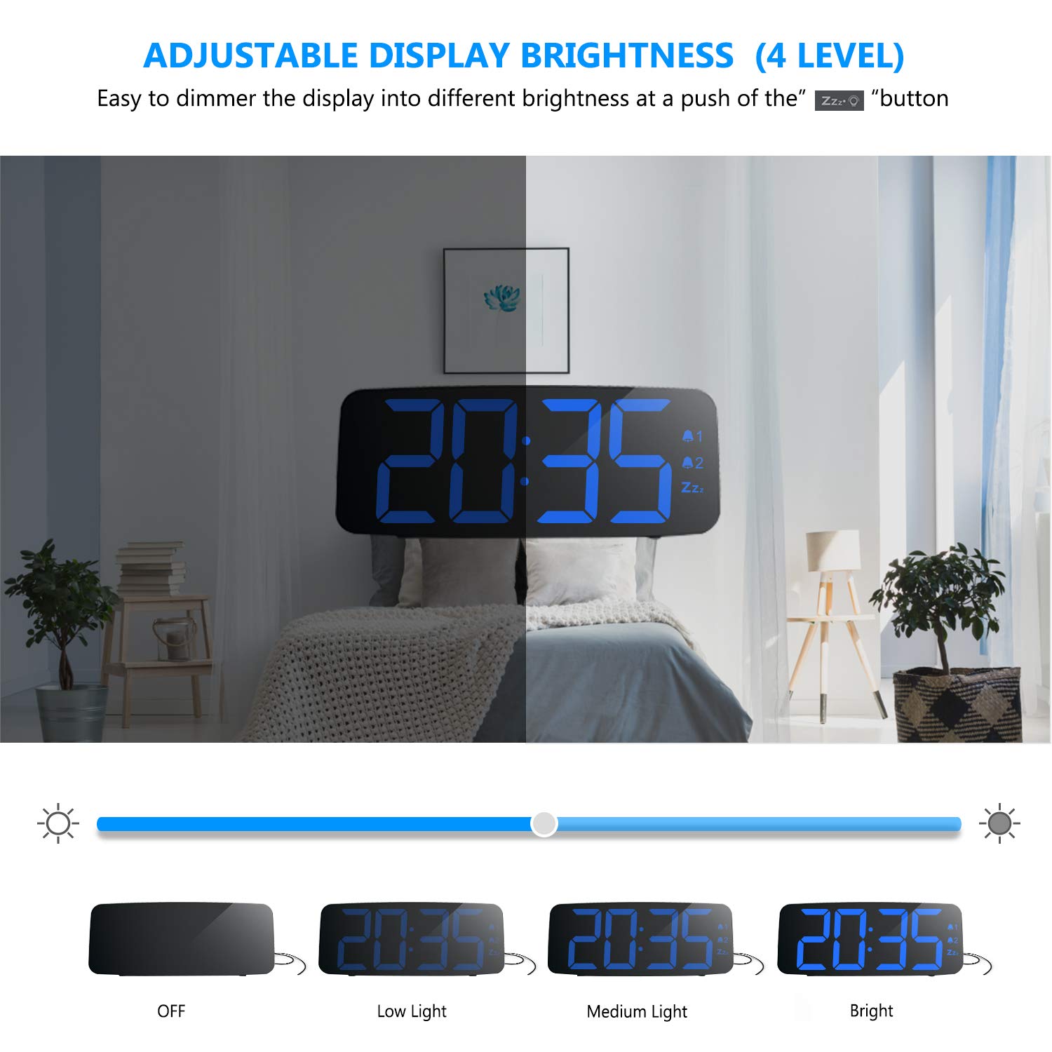 Buy HAPTIME Digital Alarm Clock Radio 6.2” Large LED Display with 4