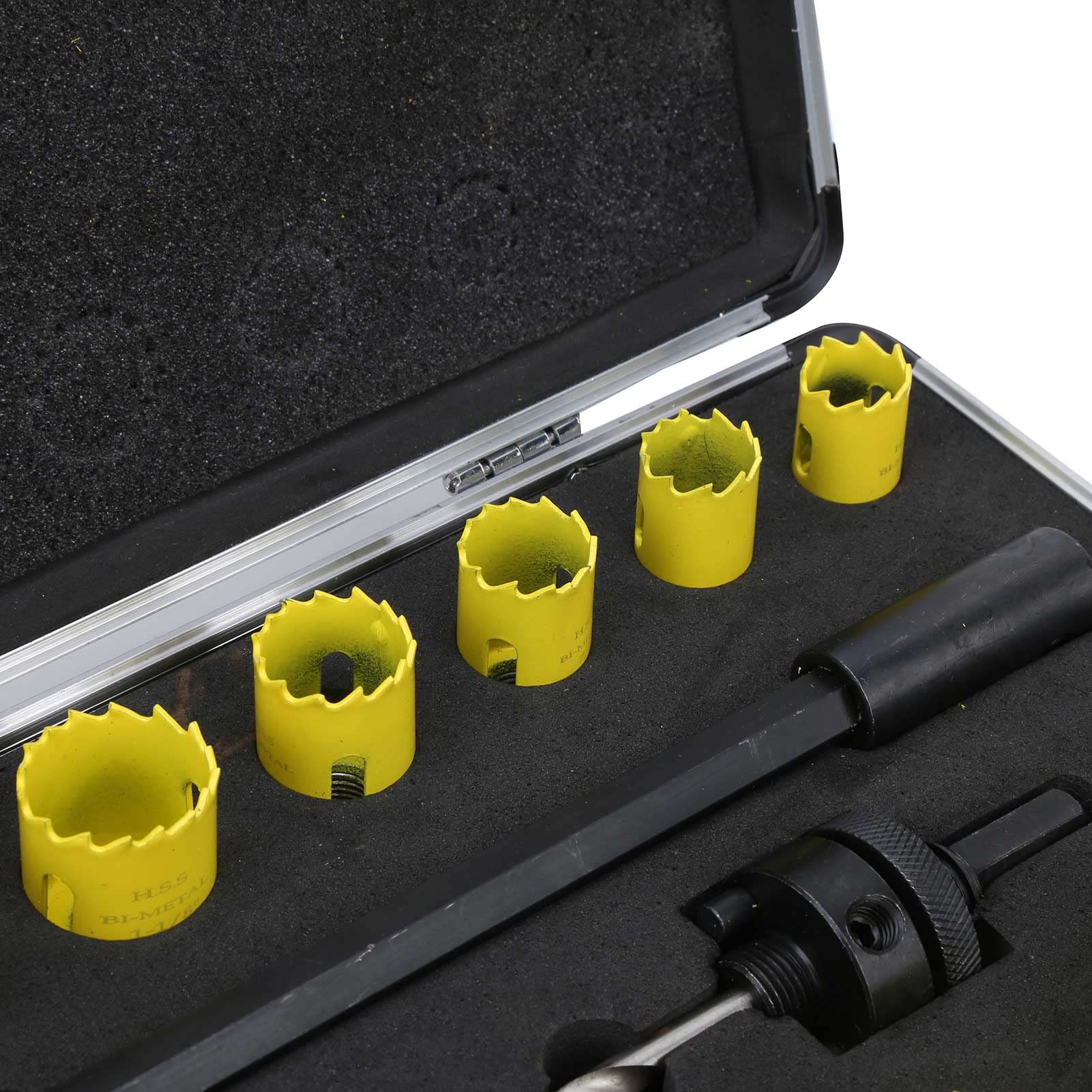Kit lama per a tazza in acciaio ad alta velocità con punta da trapano e chiave per metallo, legno, PVC e cartongesso, set di frese HSS da 2 mm di spessore con custodia, set di